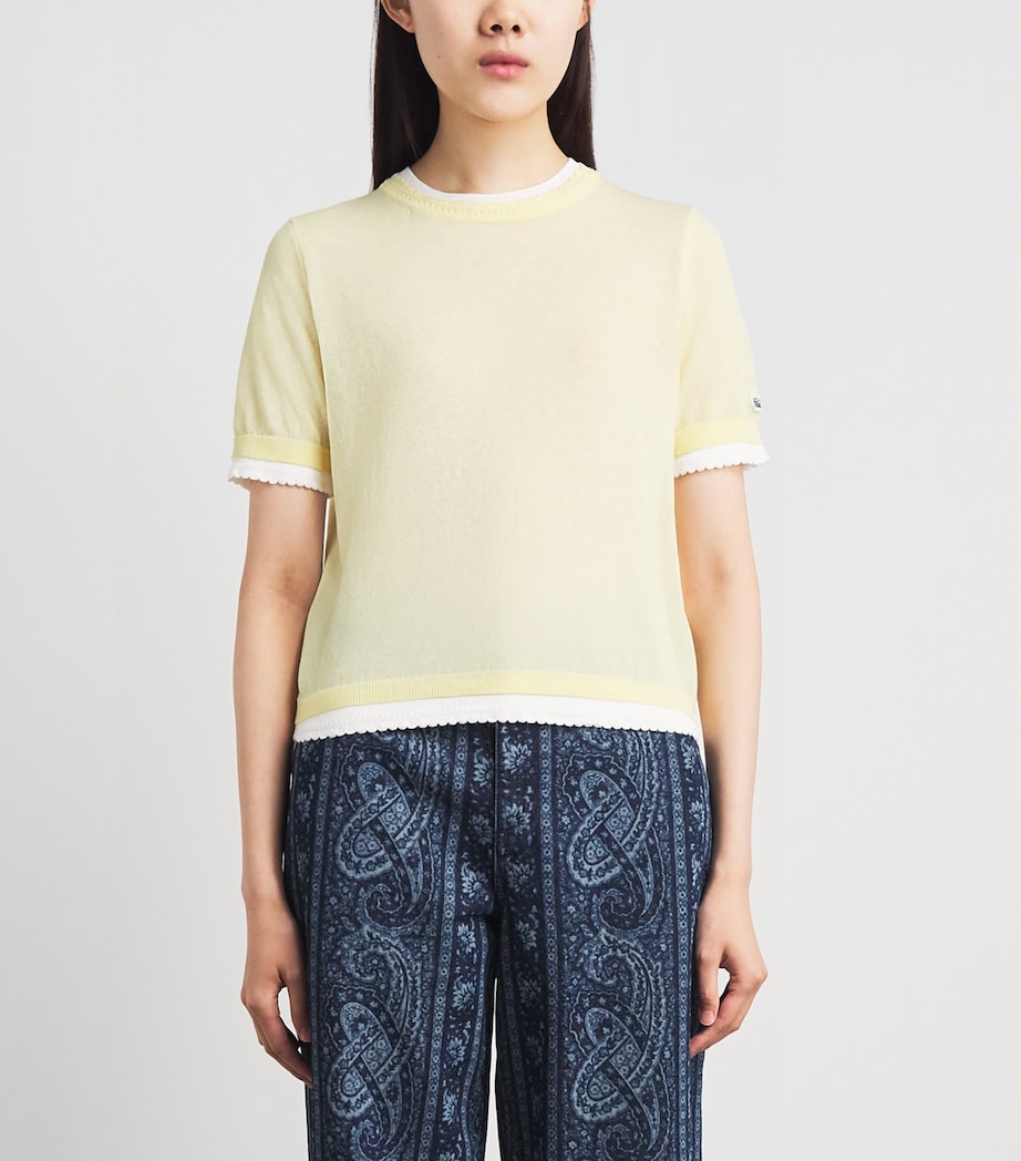 Claudie Pierlot Womens Scalloped Layered Sweater Vanilla Image 4