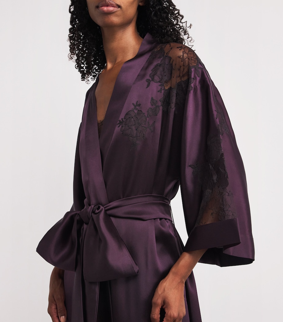 Silk Lace-Detail Long Robe PRUGNE/EBENE Image 6