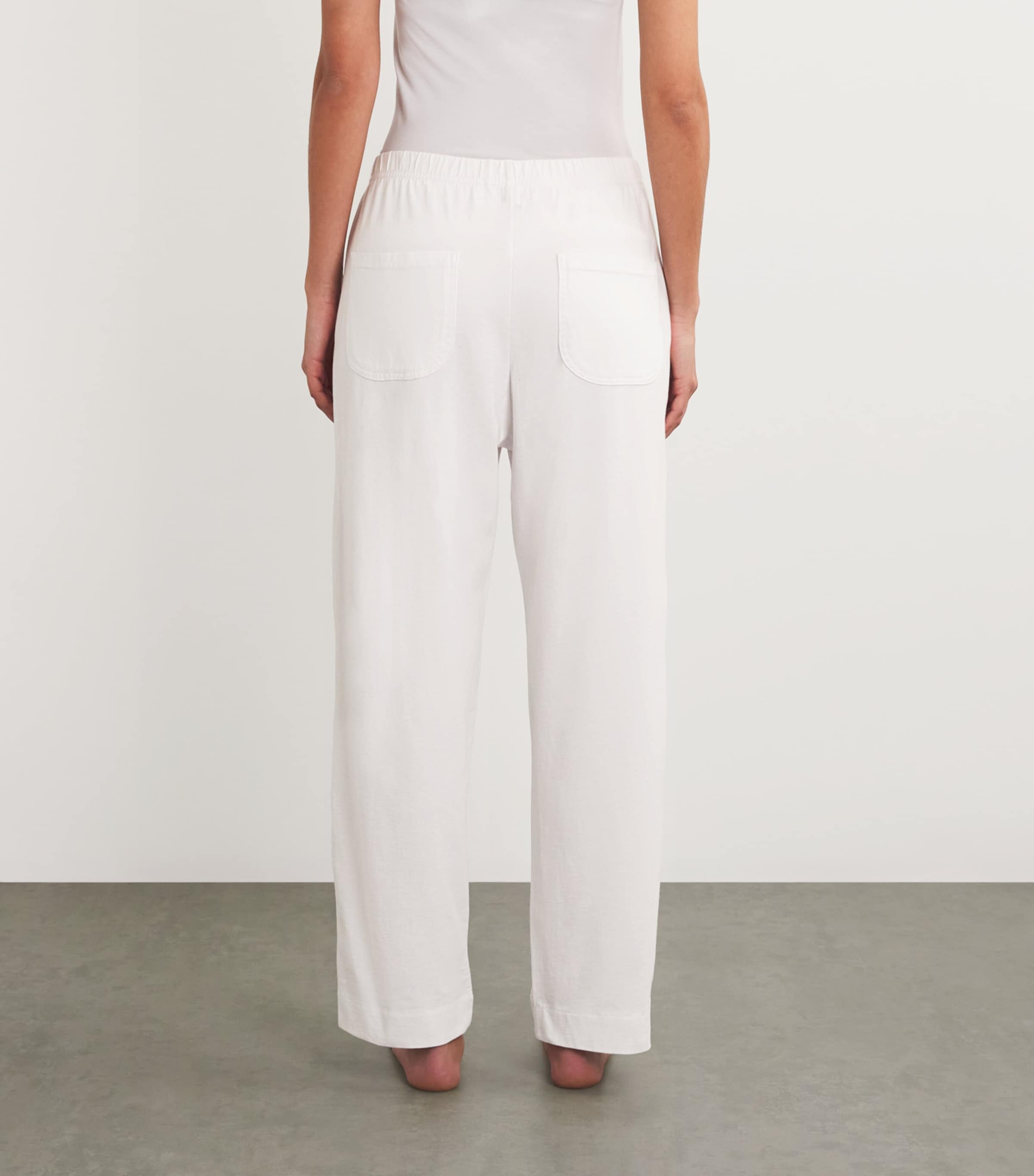 Cotton Straight Trousers WHITE Image 4