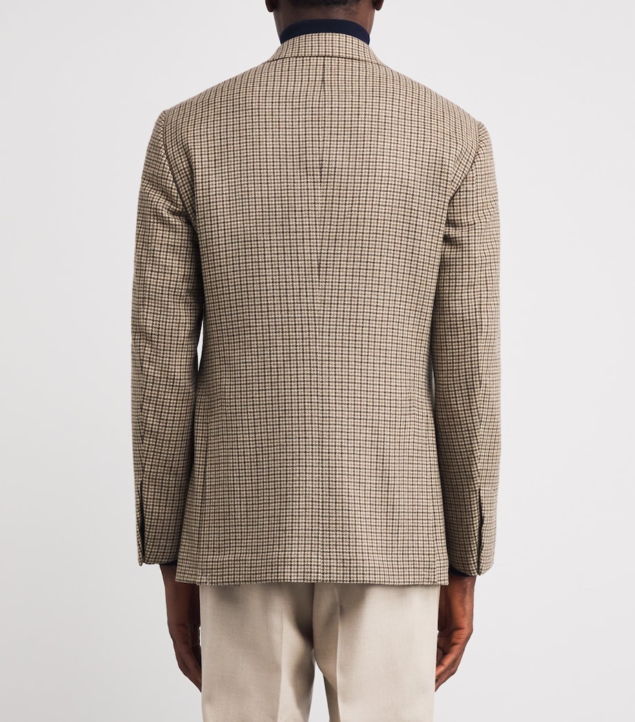 Wool-Cashmere Houndstooth Blazer CHMP/BRN Image 4
