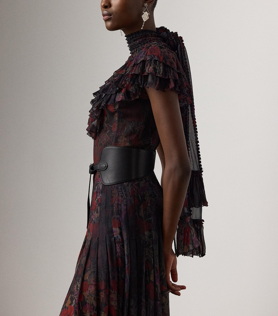 Silk Chiffon Cressida Gown BLACK/CRIMSON MULTI Image 2