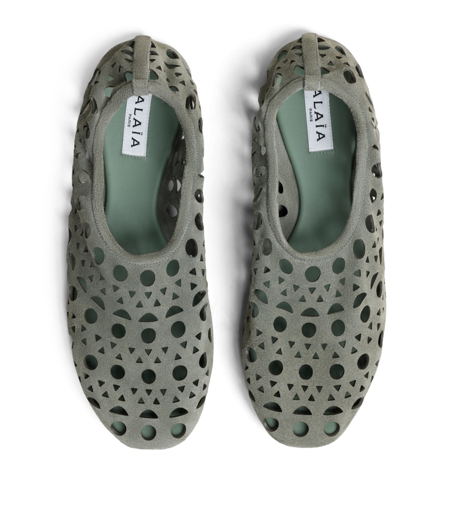 Alaïa Suede Vienne Ballet Flats Kaki Image 2