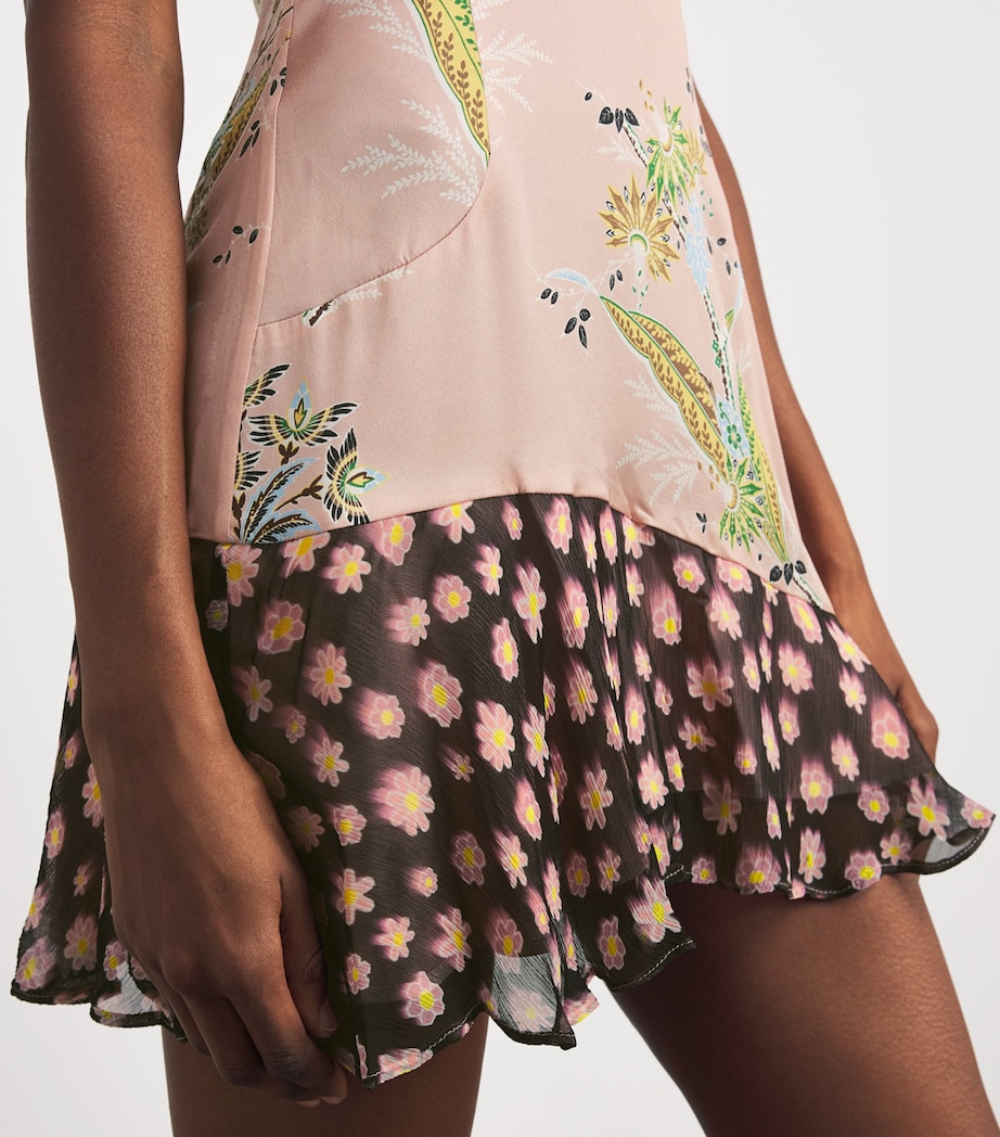 STAUD Womens Silk-Blend Printed Rae Mini Dress Tprm Tpstry Rse Mlti Image 5