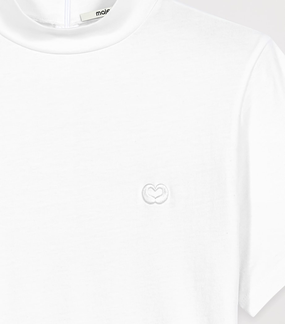 Maje Womens Funnel-Neck Zipped T-Shirt White Image 9