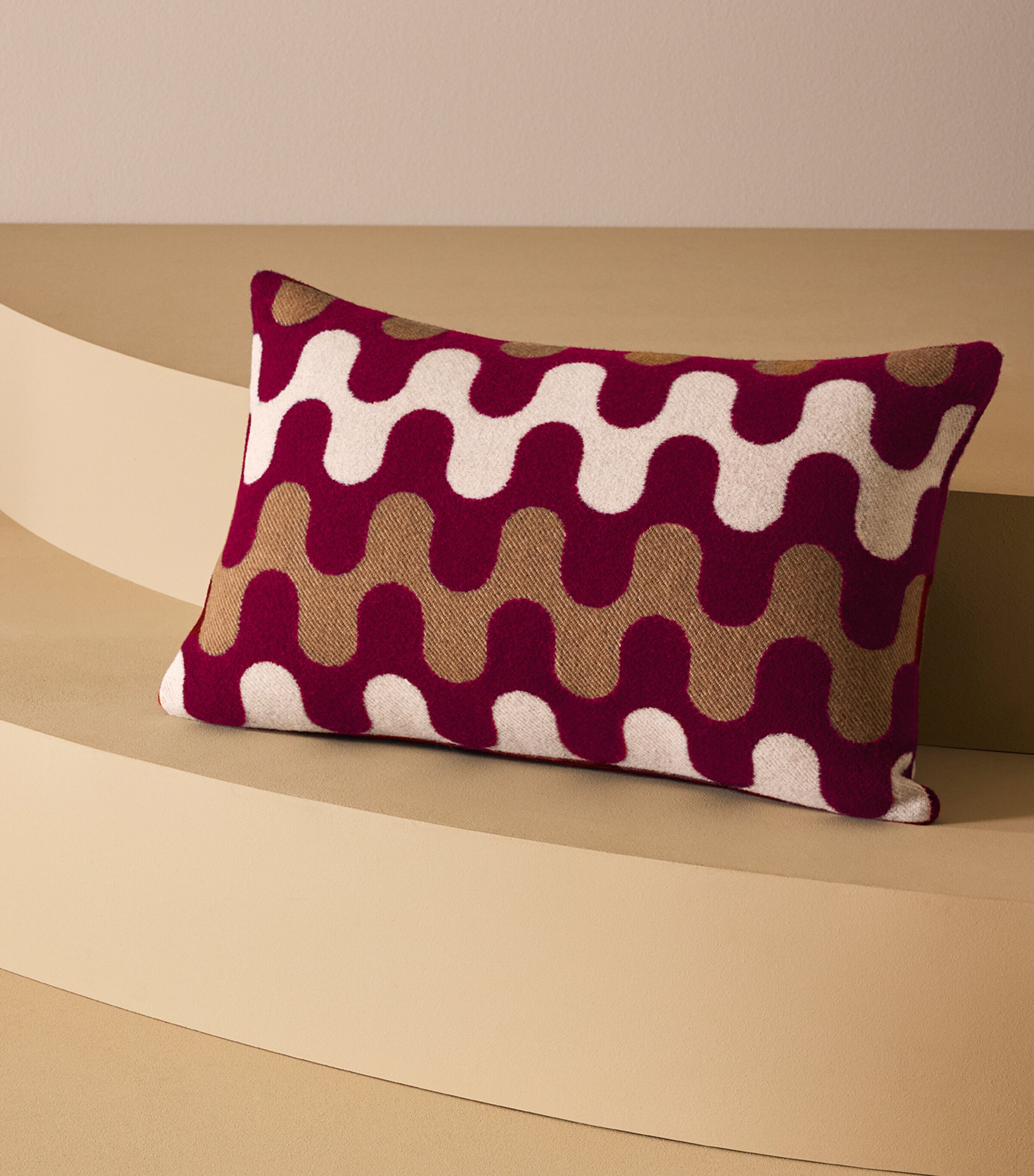 Frette Wool Modernism 001 Cushion (40cm x 60cm) Burgundy/tan Image 4