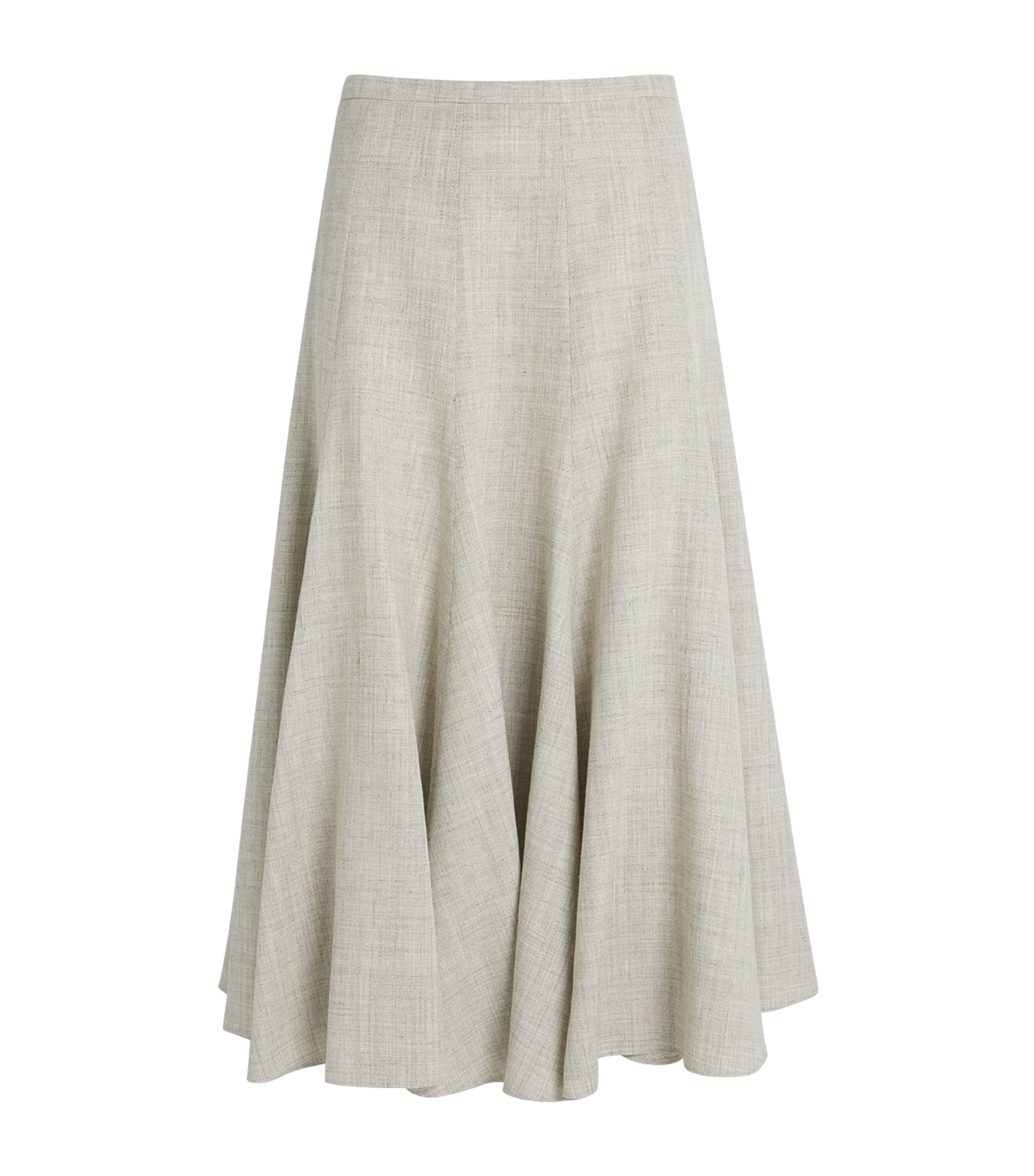 Shop Fabiana Filippi Linen-blend Pleated Midi Skirt In Grey