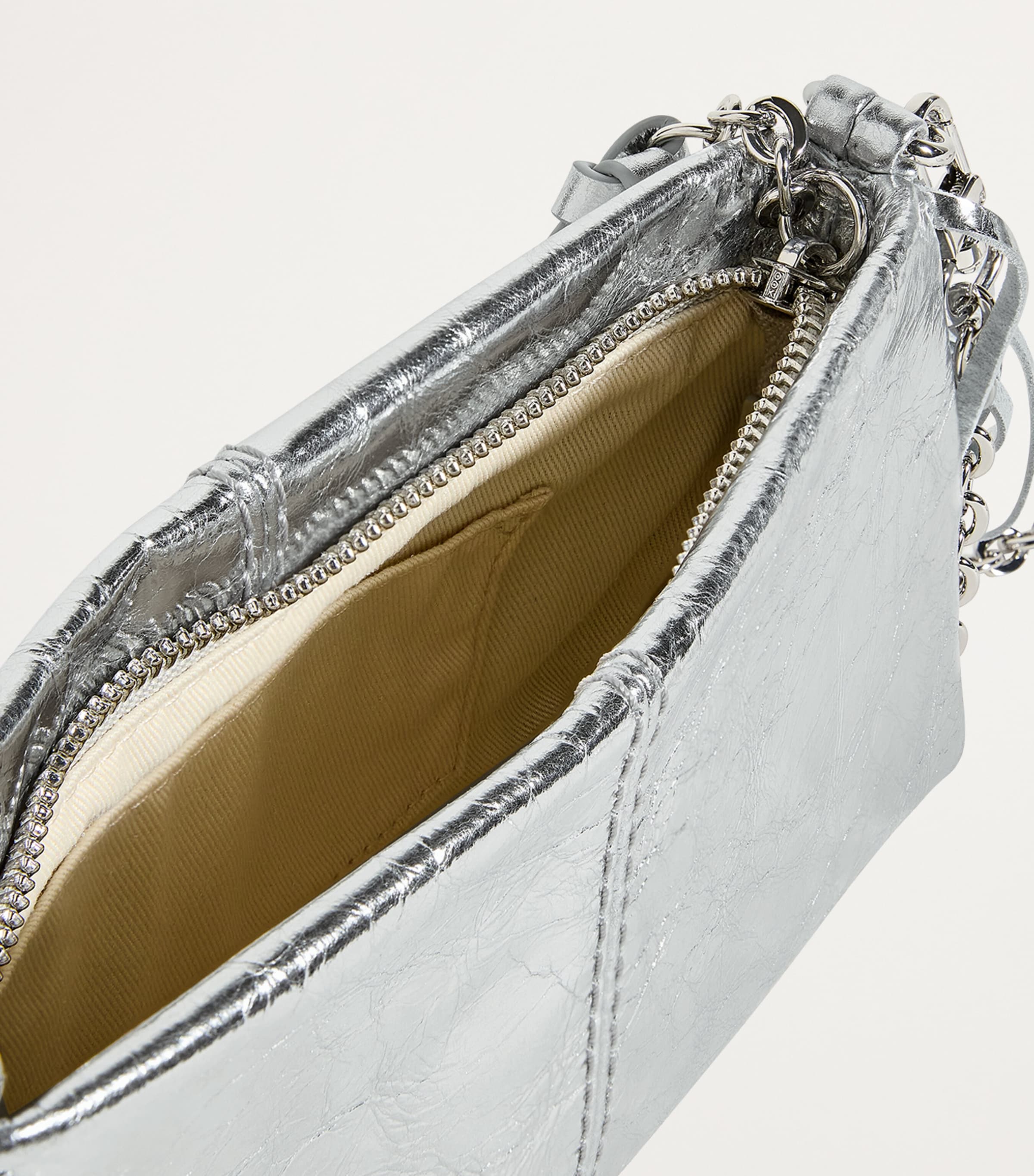 Leather Miss M Clutch Bag SILVER Image 4