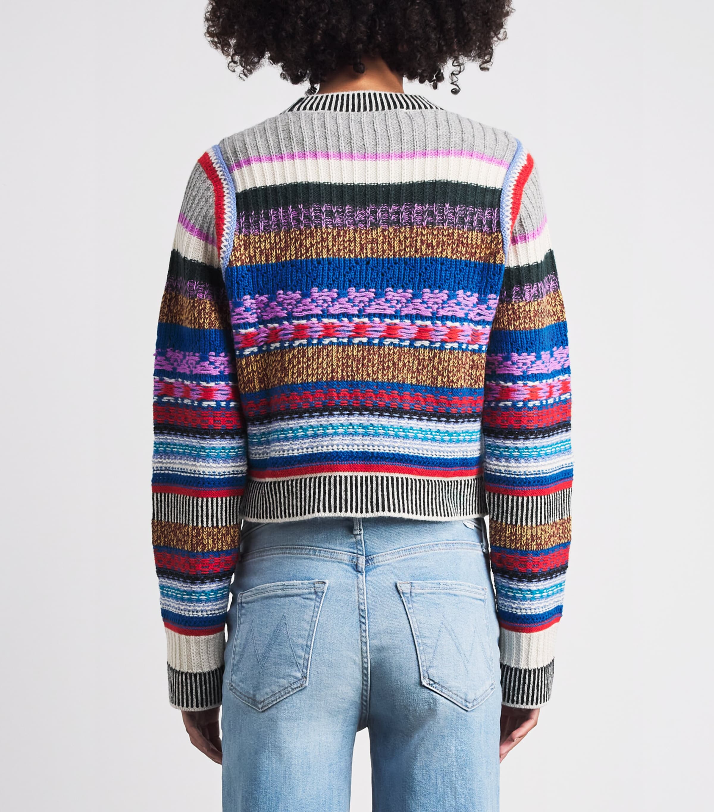 MOTHER Womens Alpaca-Wool The Extra Crop Sweater Multi Stripe Image 5