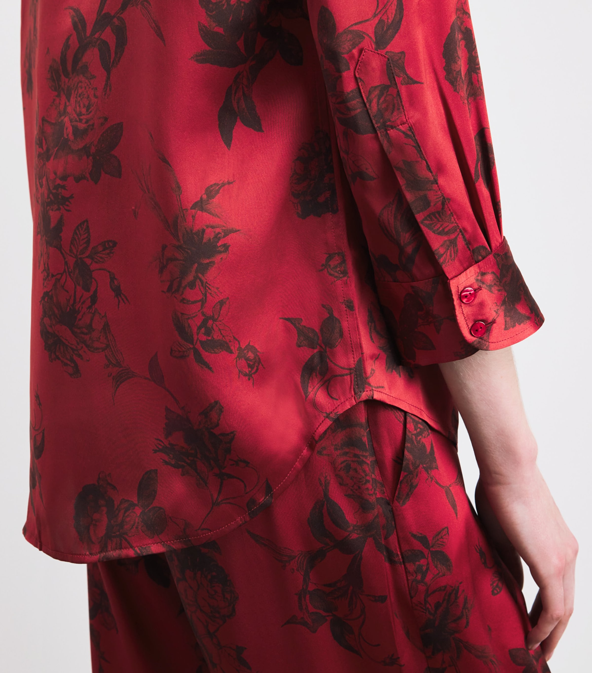 Silk Rose Print Dani Shirt BRGNDY PNTRFLY FLR Image 6