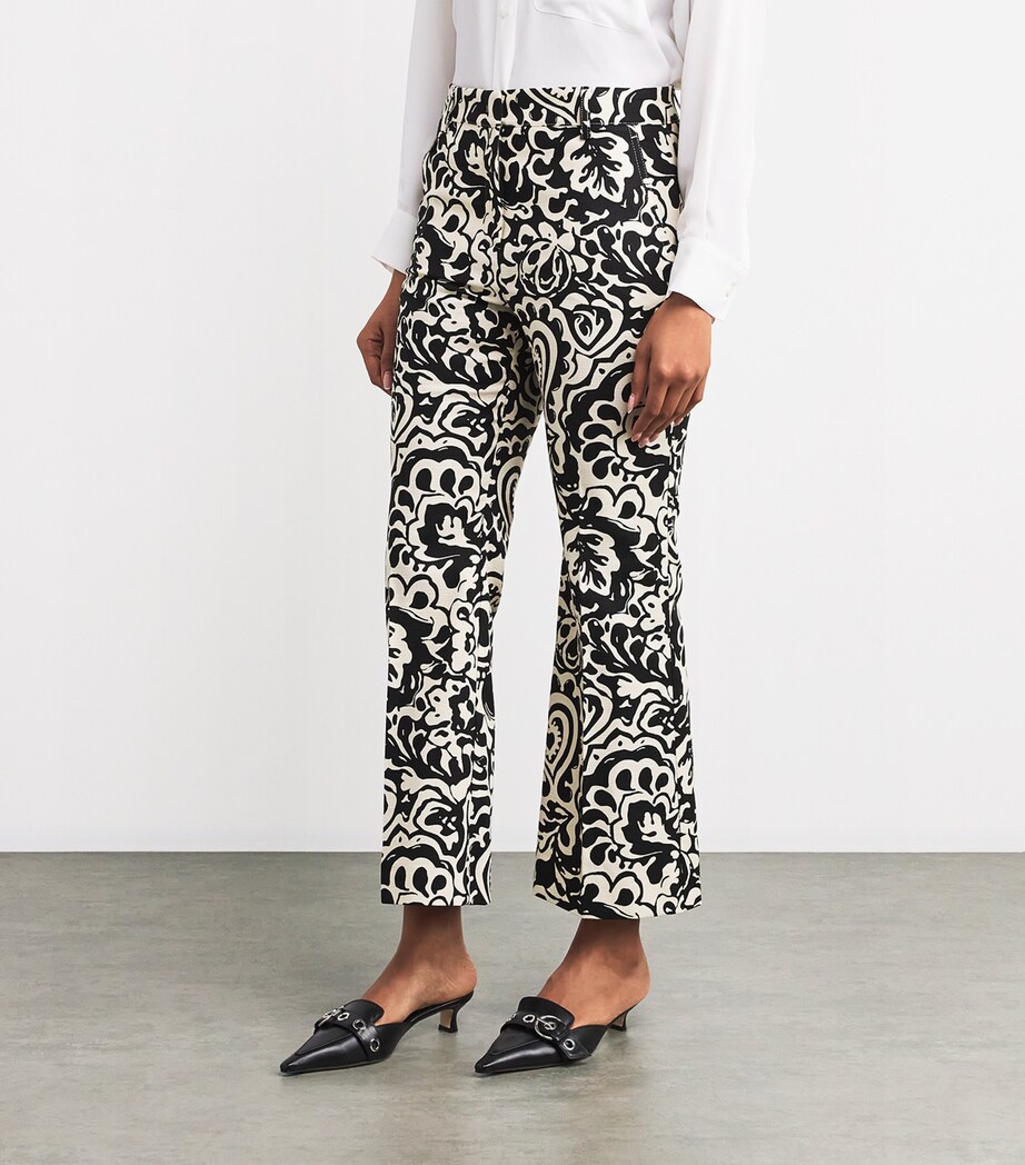 Stretch-Cotton Canvas Patterned Trousers BLACK Image 3
