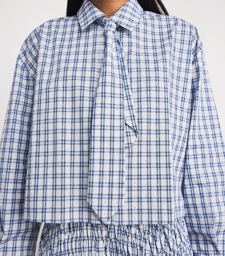 Maje Womens Embellished Check Shirt Blue Check Print Image 3