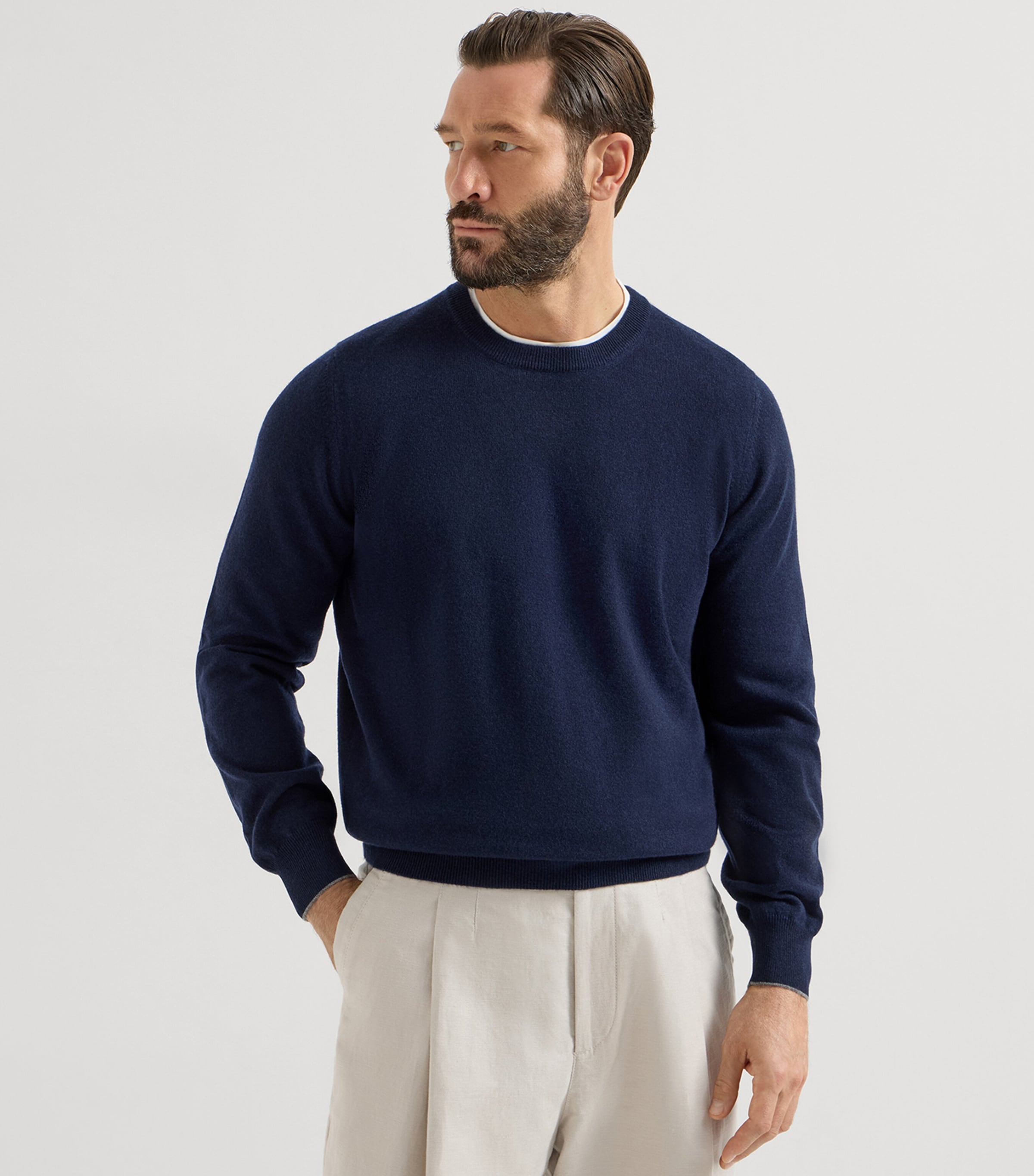 Brunello Cucinelli Mens Cashmere Crew-Neck Sweater Image 2