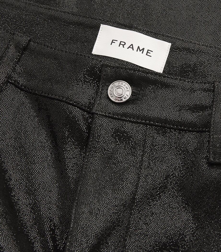 FRAME Womens Suede Le Crop Mini Boot Trousers Black Multi Image 5