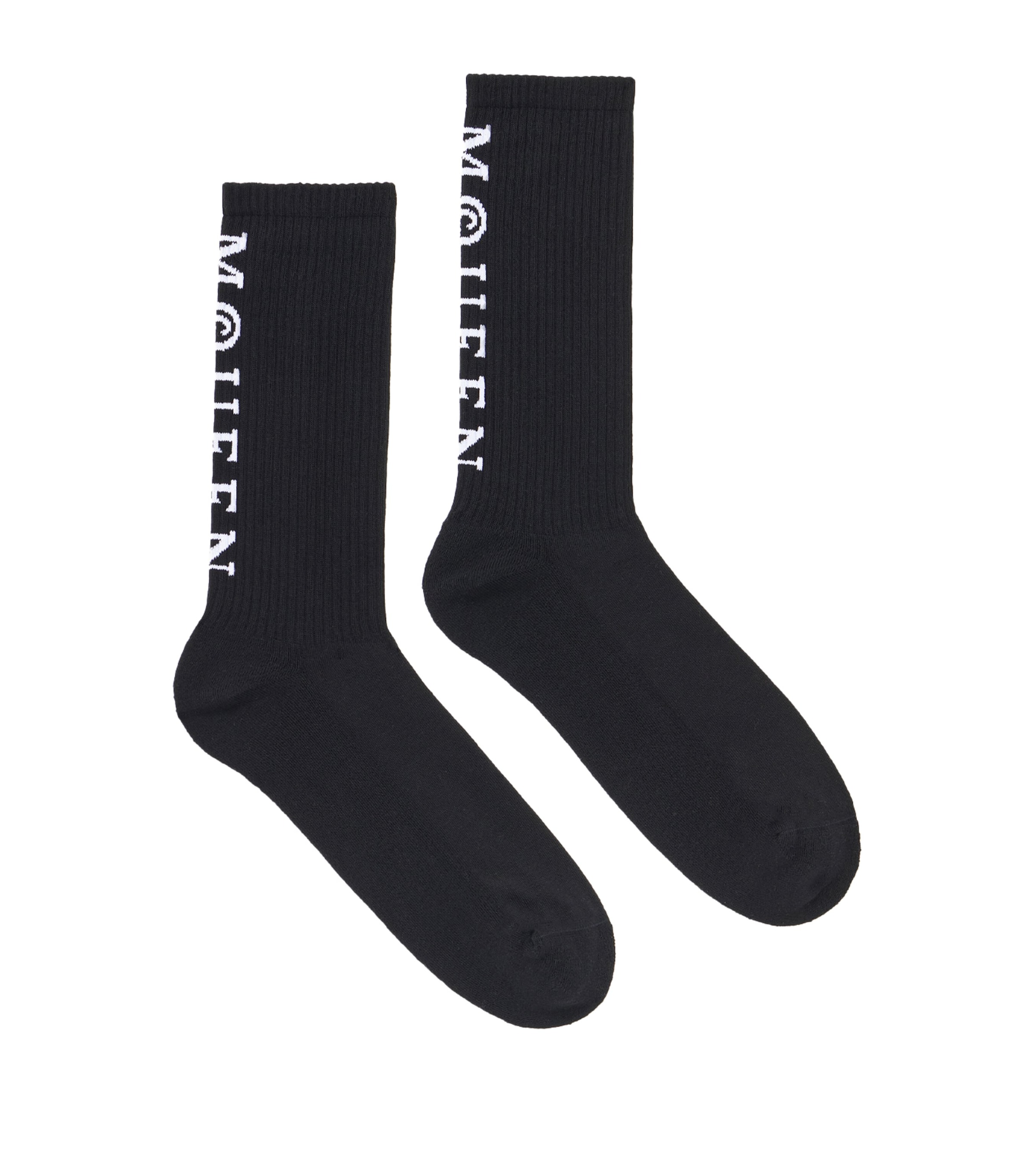 Alexander Mcqueen Logo-embellished Ribbed Socks In Black