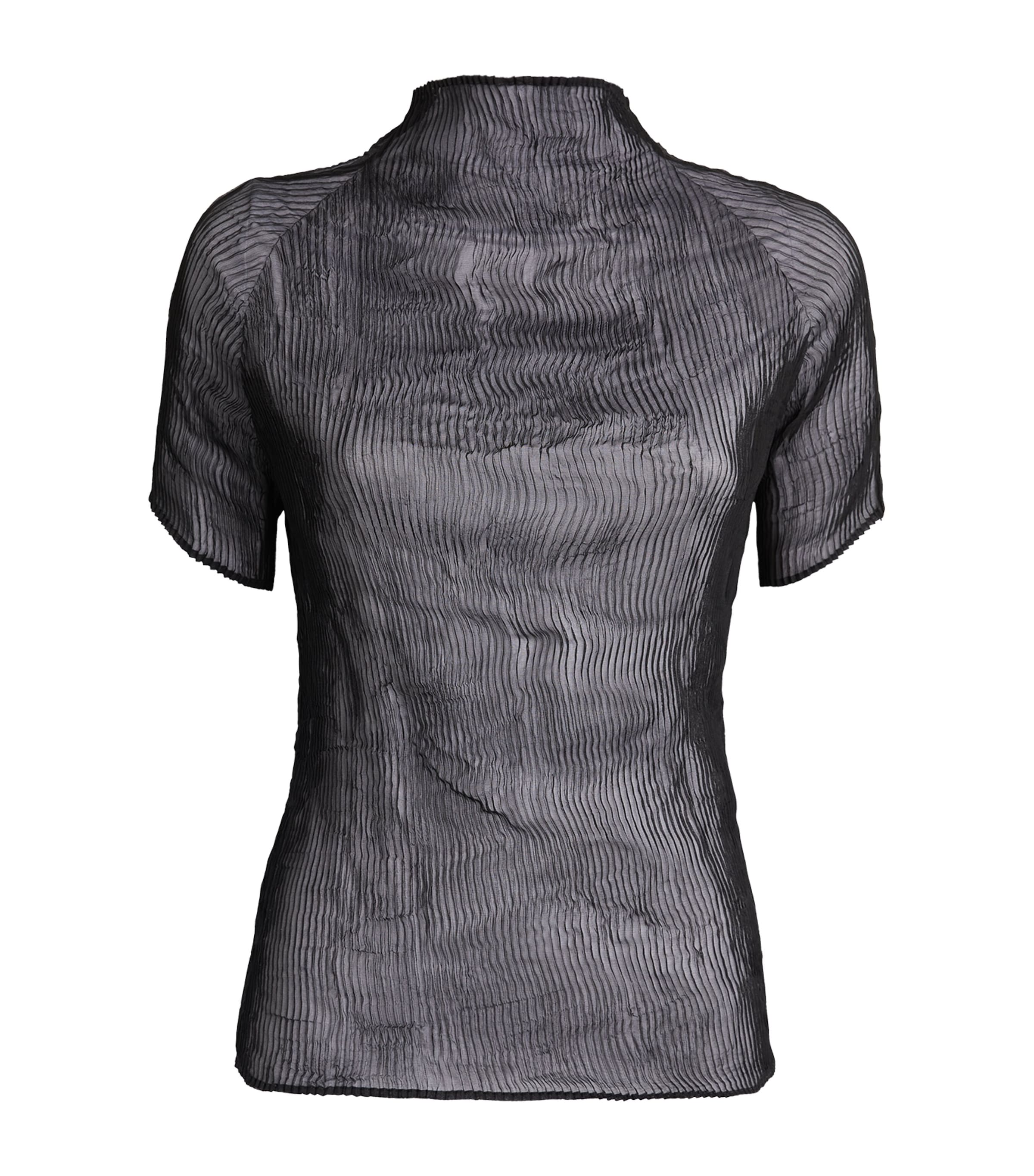 Issey Miyake Semi-sheer Chiffon Twist Top In Black