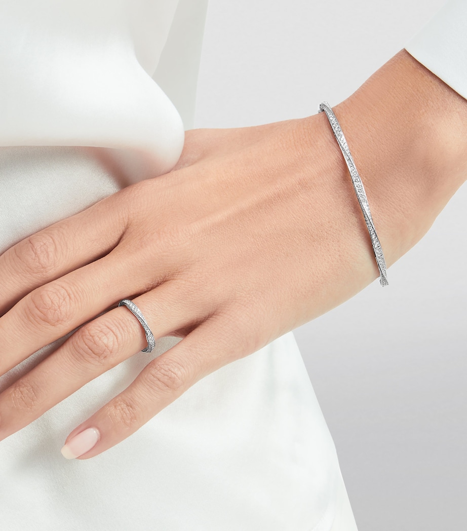 White Gold and Diamond Spiral Bangle WHITE GOLD Image 2