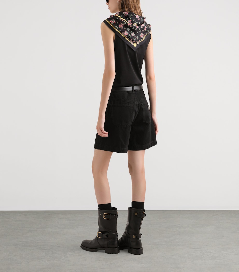 Cotton Scarf-Detail Tank Top N0000-BLAC Image 4