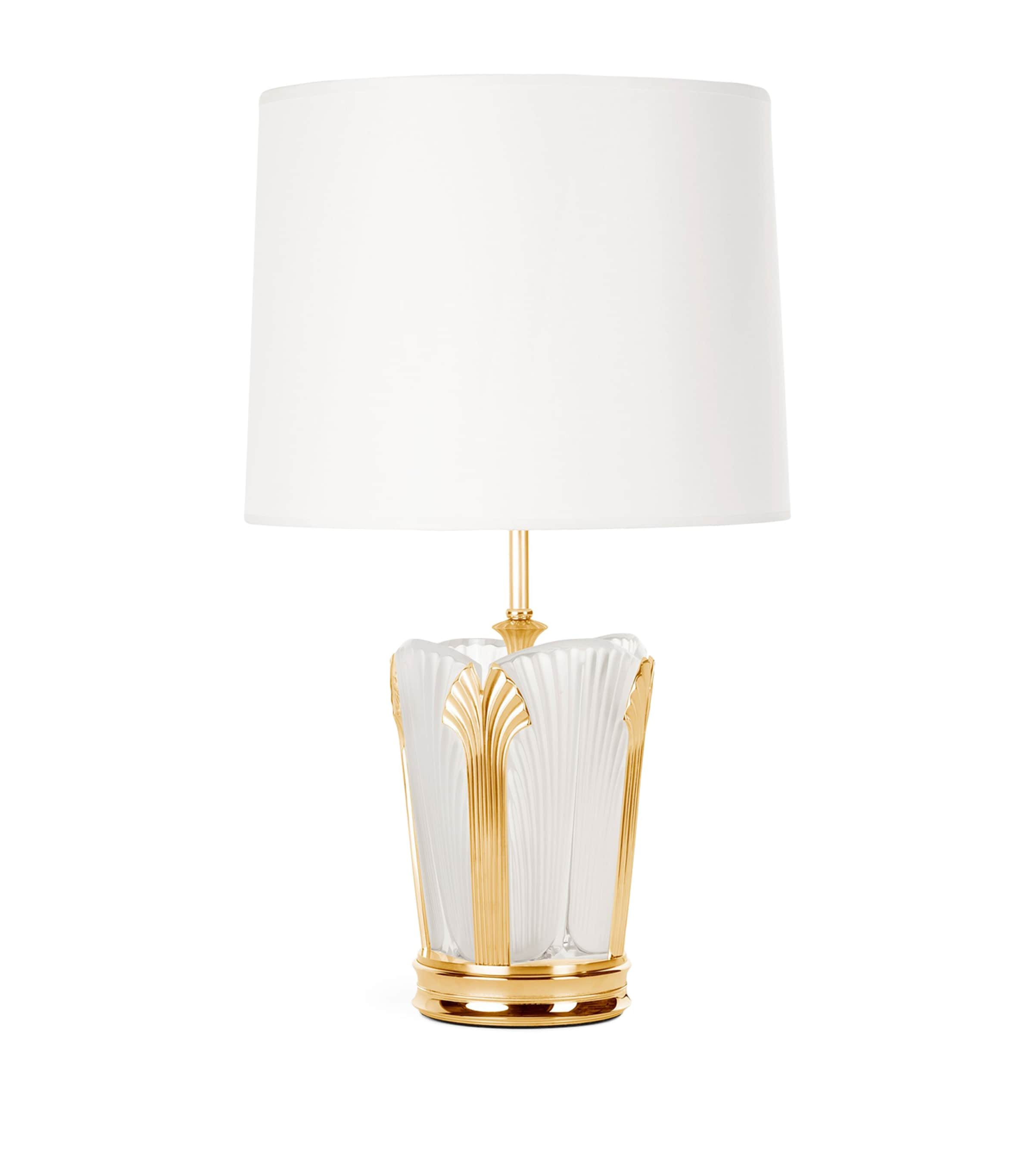 Lalique X Delisle Crystal Ginko Lamp In White