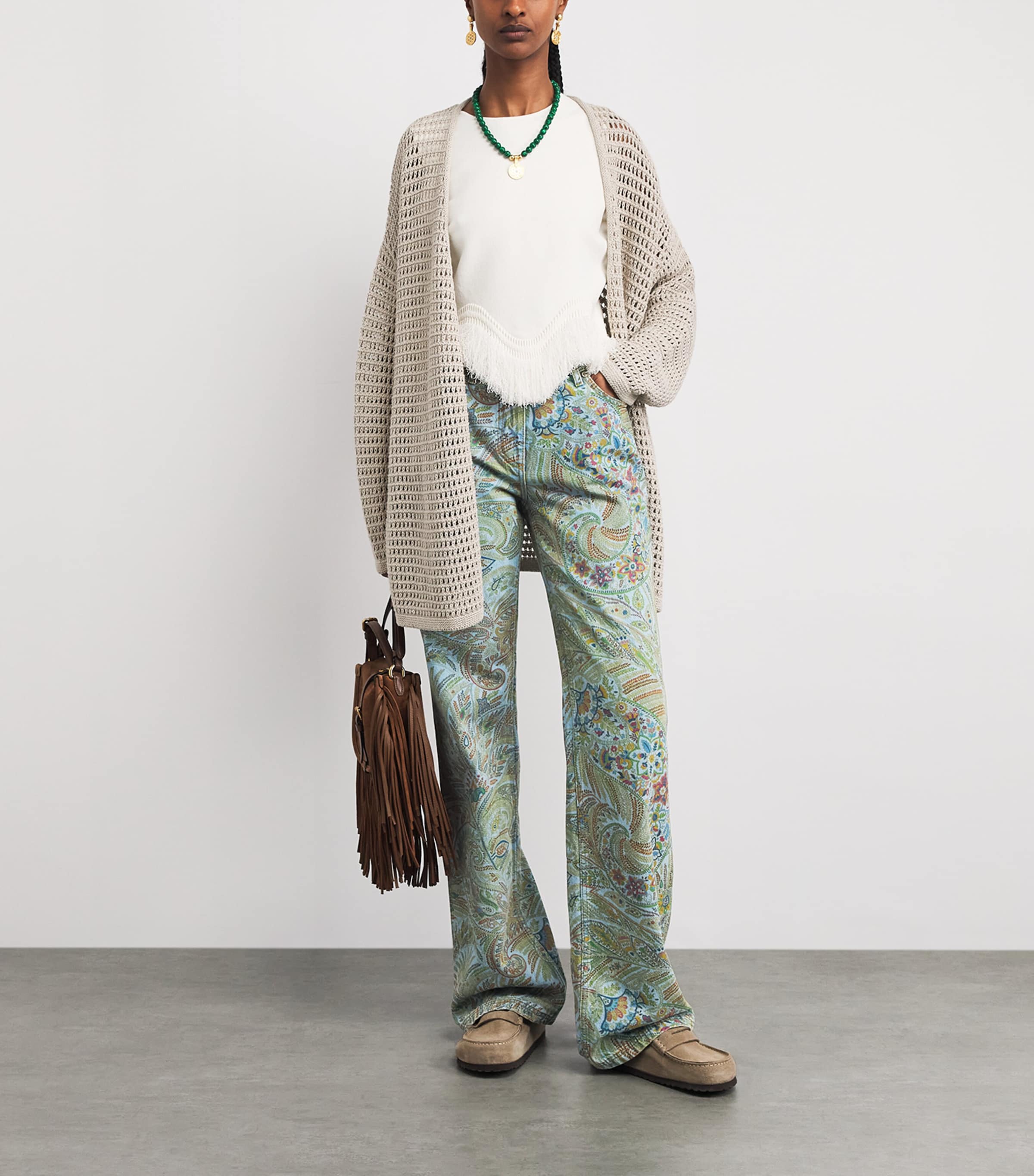 Etro Womens Paisley Flared Jeans Blue Print Image 2