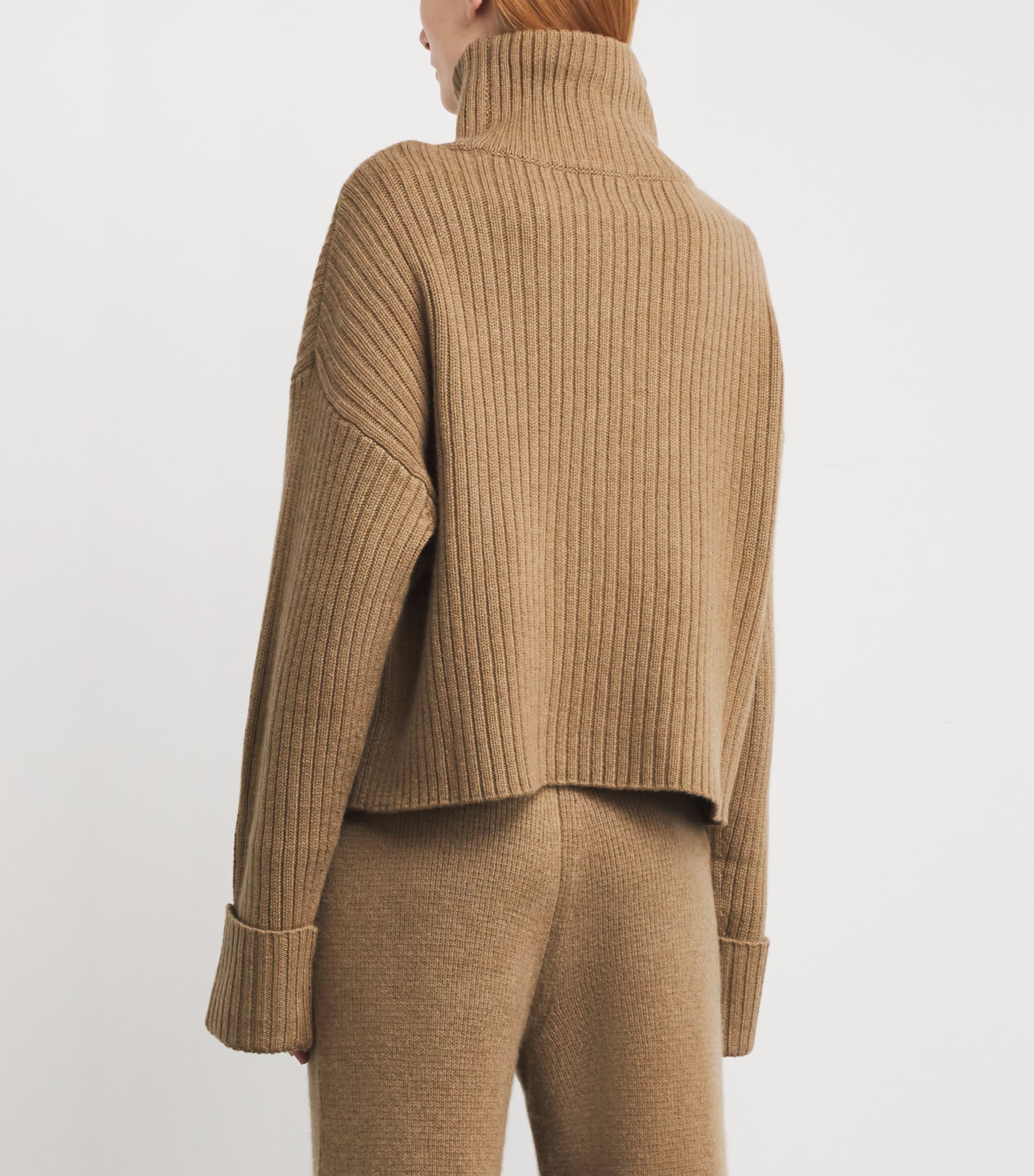 Le Kasha Womens Organic Cashmere Galway Sweater Camel Image 4