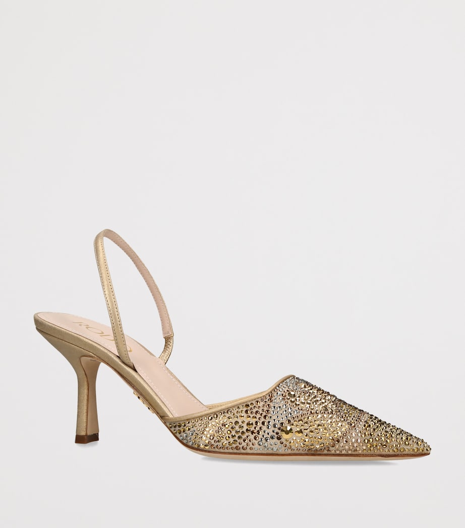 Rodo Rhinestone-Embellished Assia Slingback Heels 75 Gold Comb Image 2