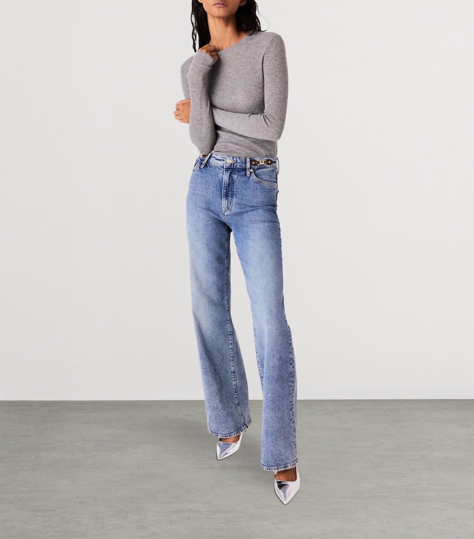 Maje Womens Wool-Silk Rib-Knit Sweater Grey Image 5