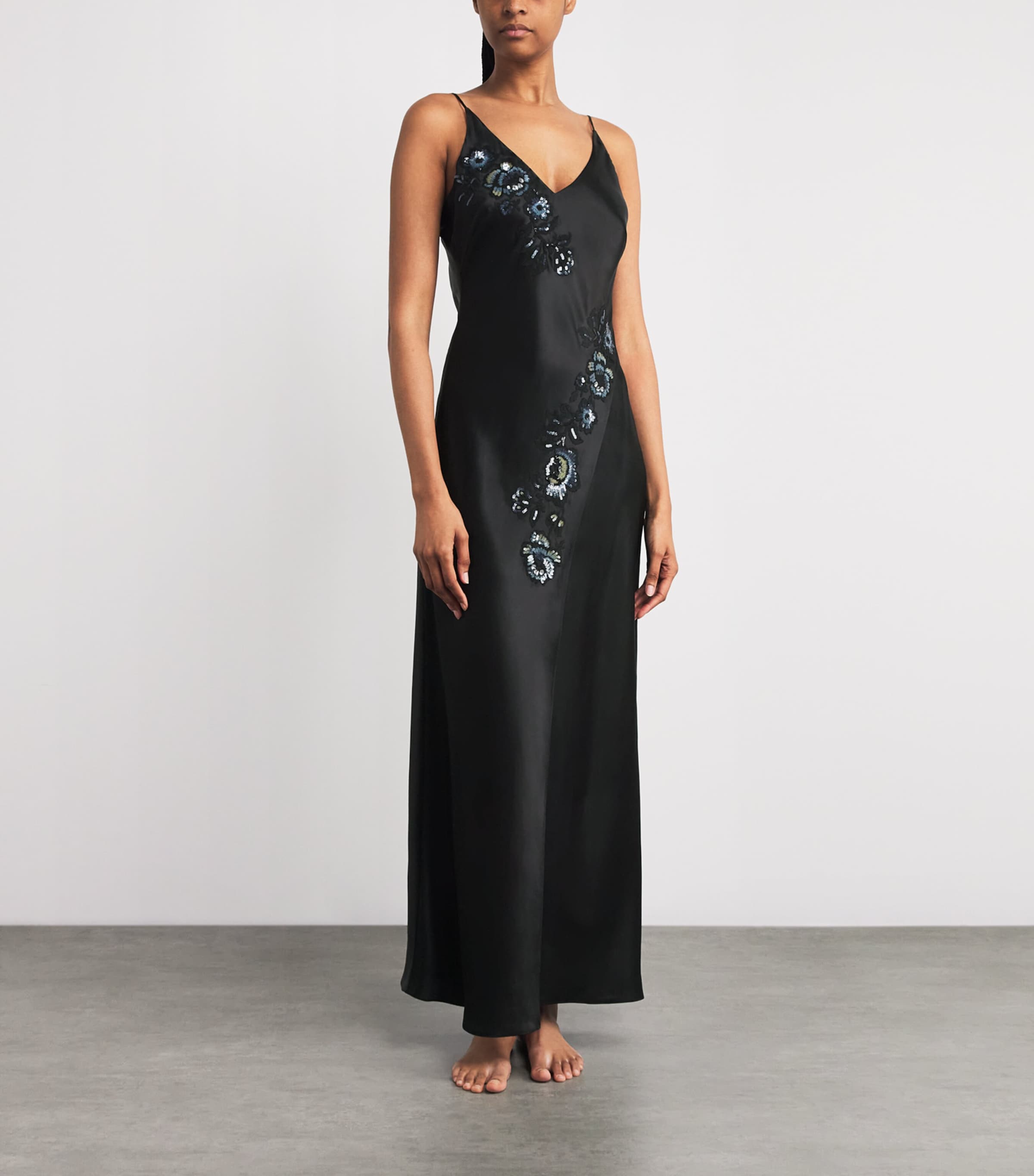 Silk Embellished Sofia Slip Dress BLACK/SPARKLING BLCK Image 2