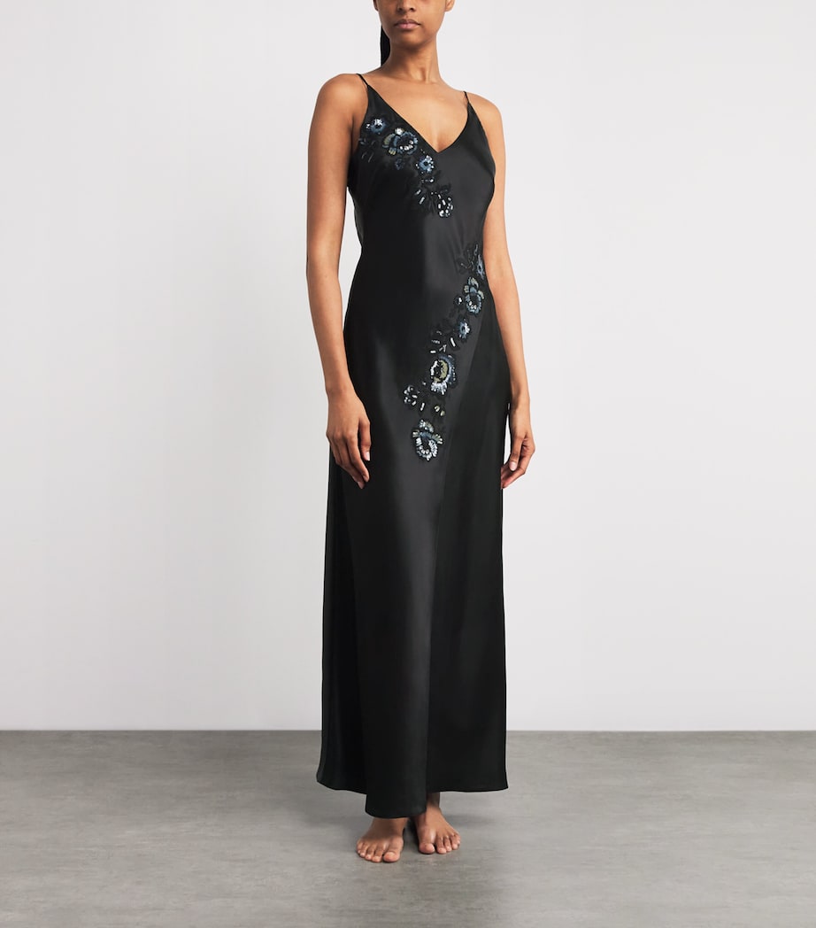 Silk Embellished Sofia Slip Dress BLACK/SPARKLING BLCK Image 2