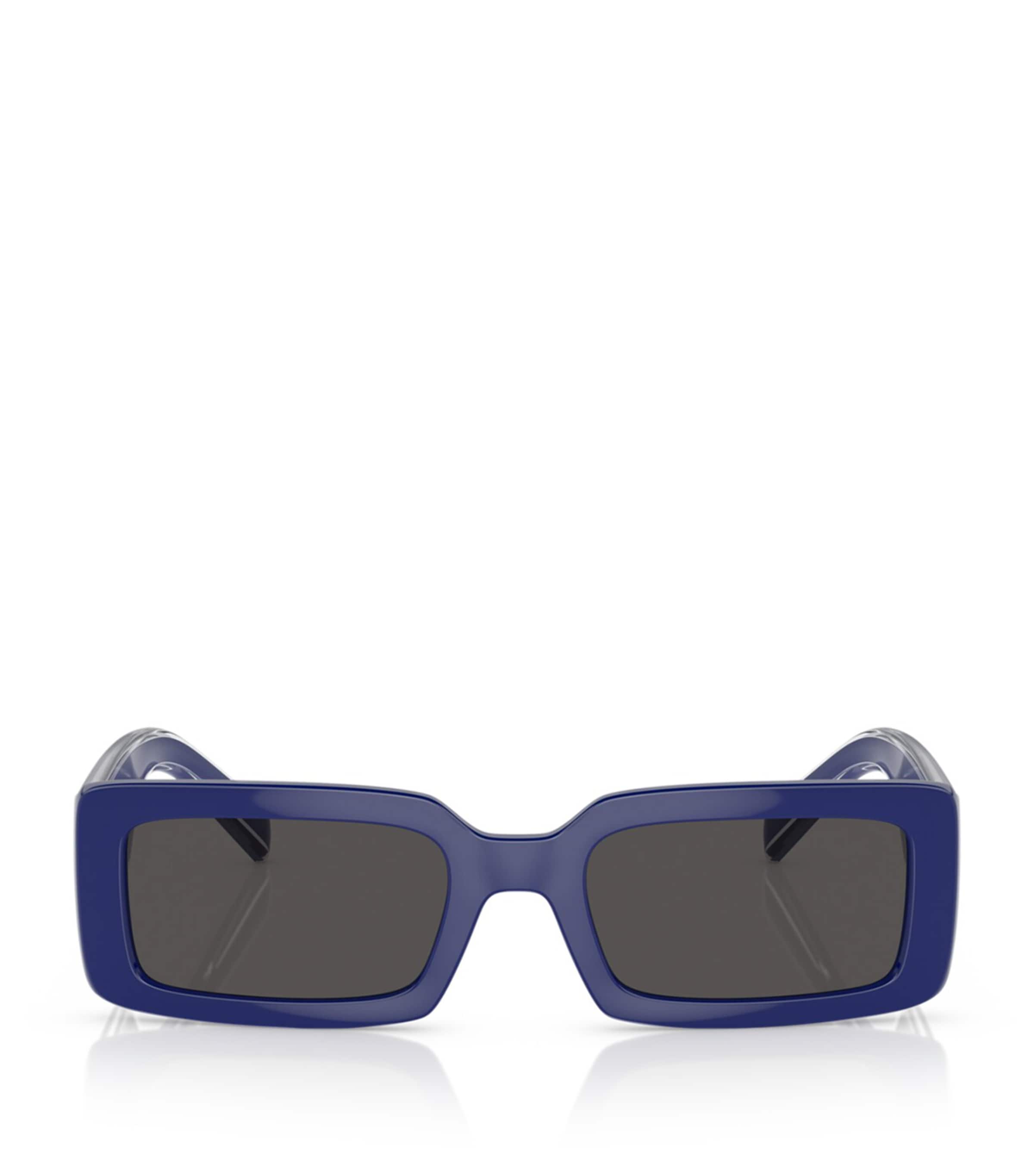 Dolce & Gabbana Logo-print Rectangle-frame Sunglasses In Blue