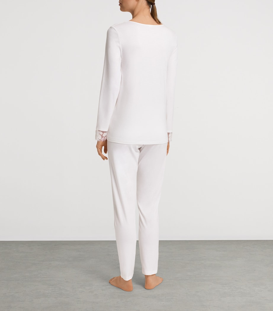 Cotton Lace-Trim Pyjama Set OFF WHITE Image 4