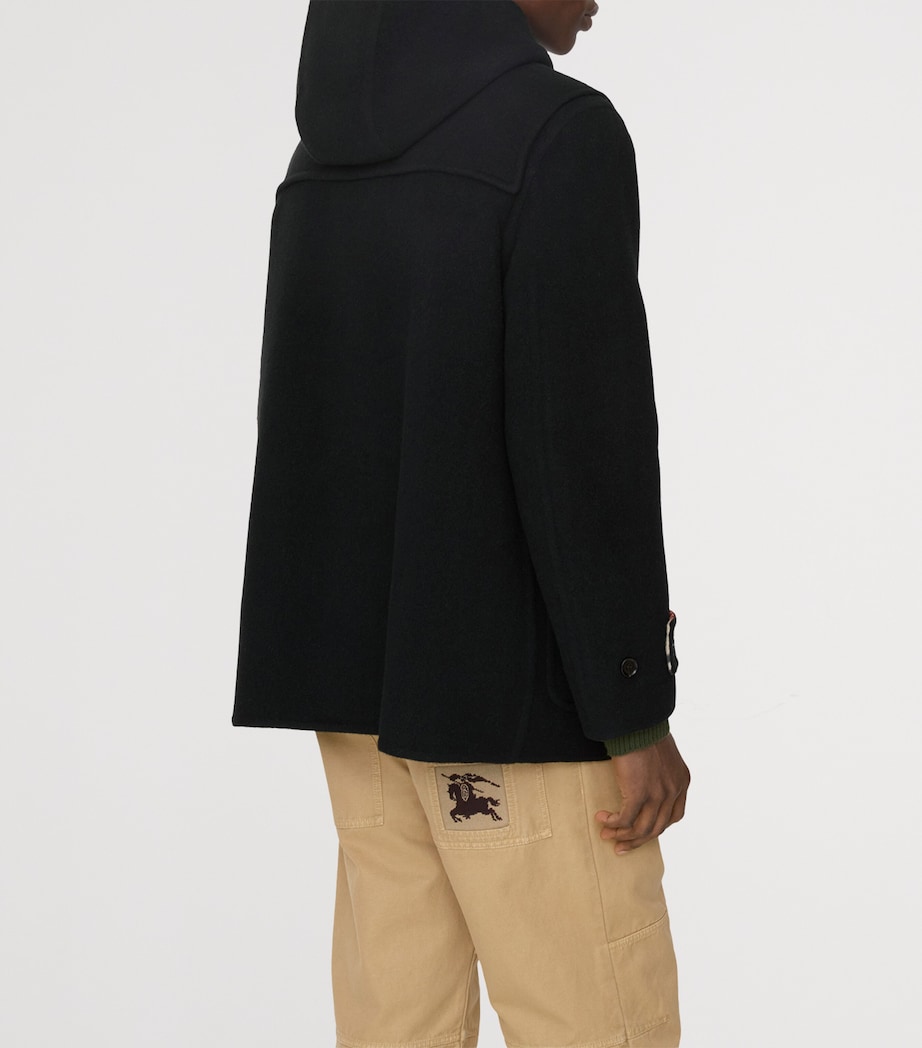 Burberry Mens Hooded Duffle Coat Black/sand Ip Check Image 4