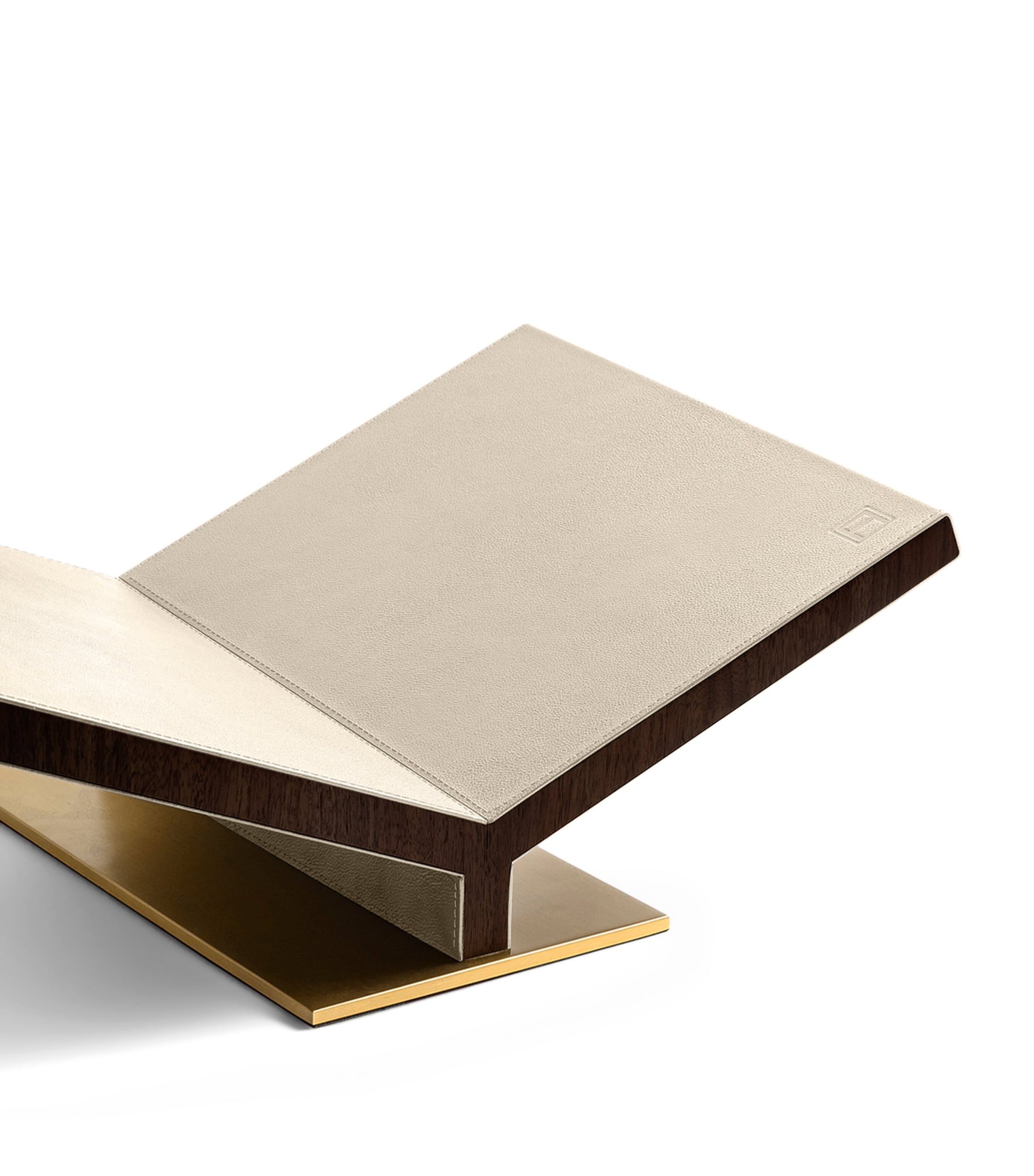 Walnut-Leather Classic Collector Bookstand STONE Image 4