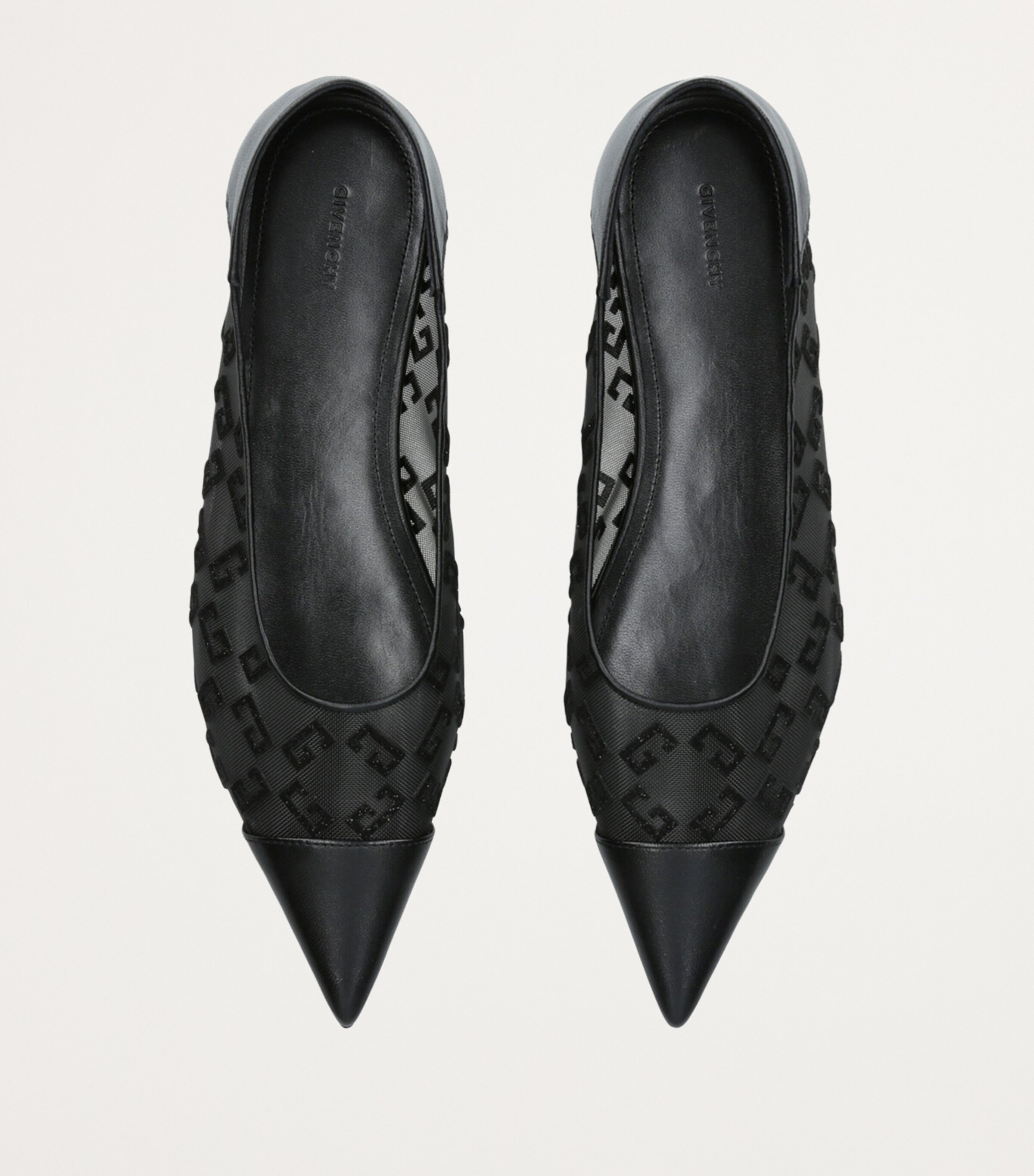 Leather-Mesh Flat Me Ballet Flats BLACK Image 4