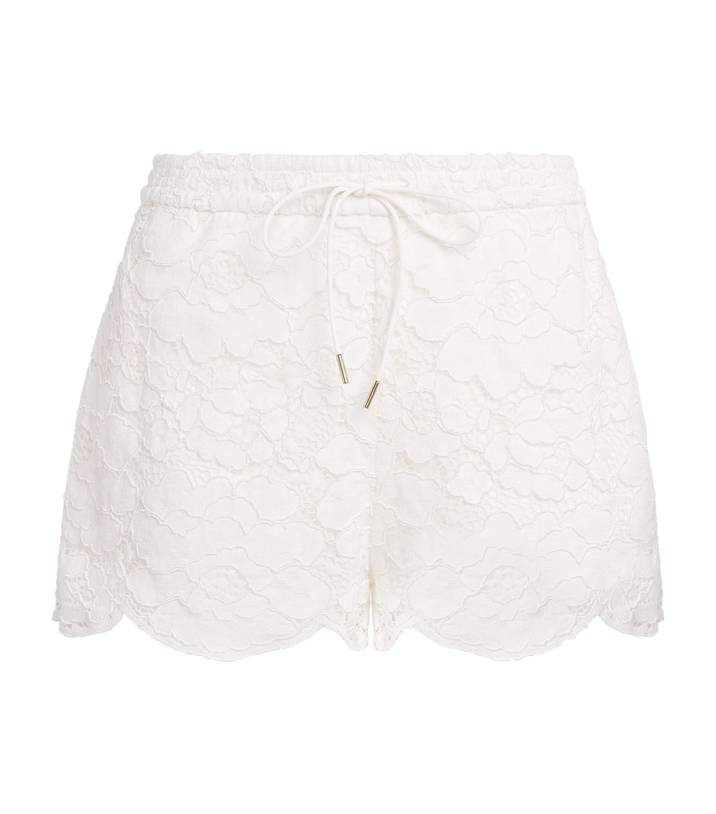 Alice+Olivia Womens Lace Drawstring Kenley Shorts Off White Image 1
