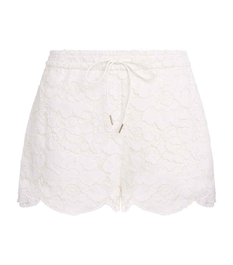 Alice+Olivia Womens Lace Drawstring Kenley Shorts Off White Image 1