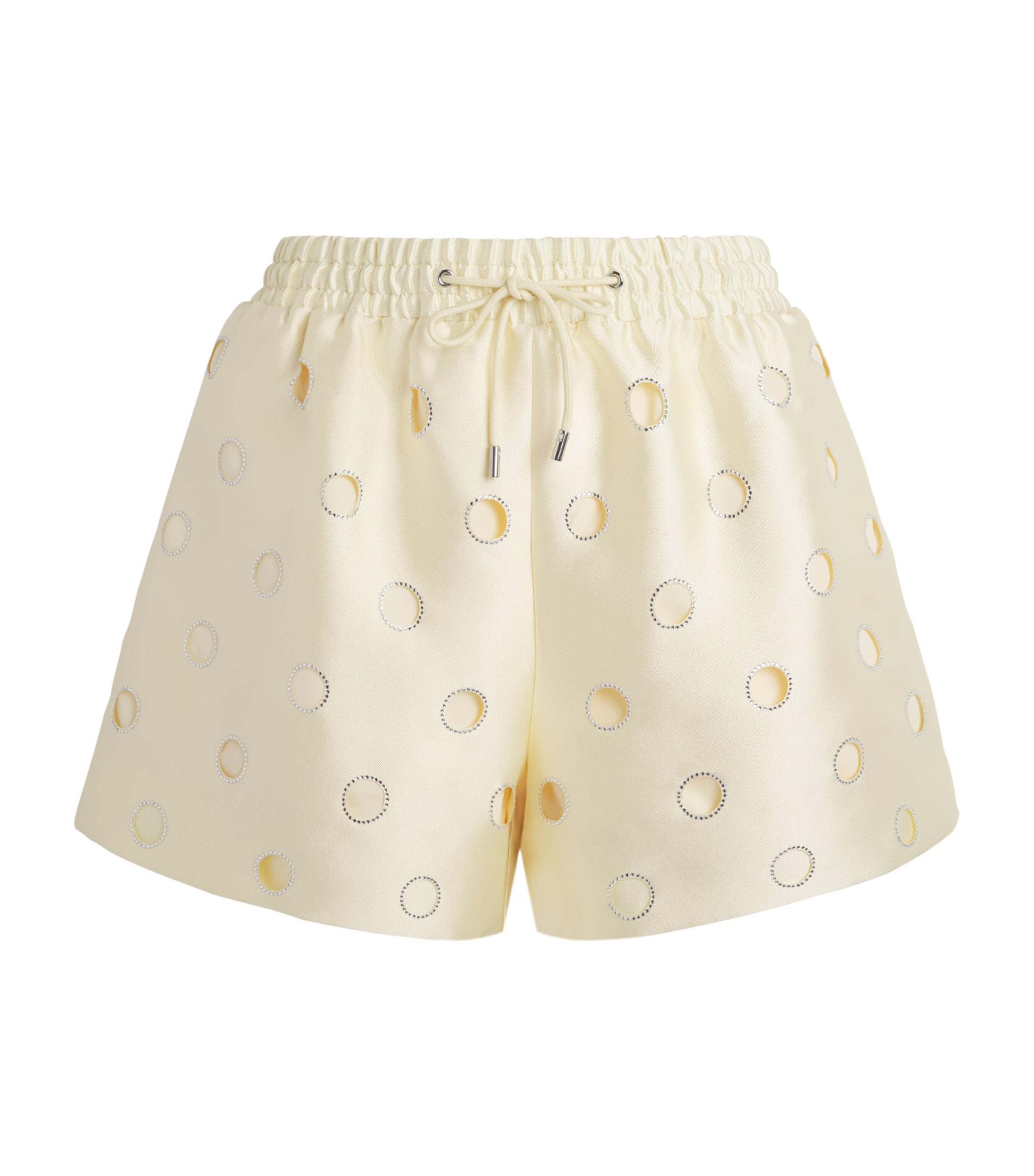 Sandro Paris Womens Rhinestone Cut-Out Shorts Vanilla Image 1
