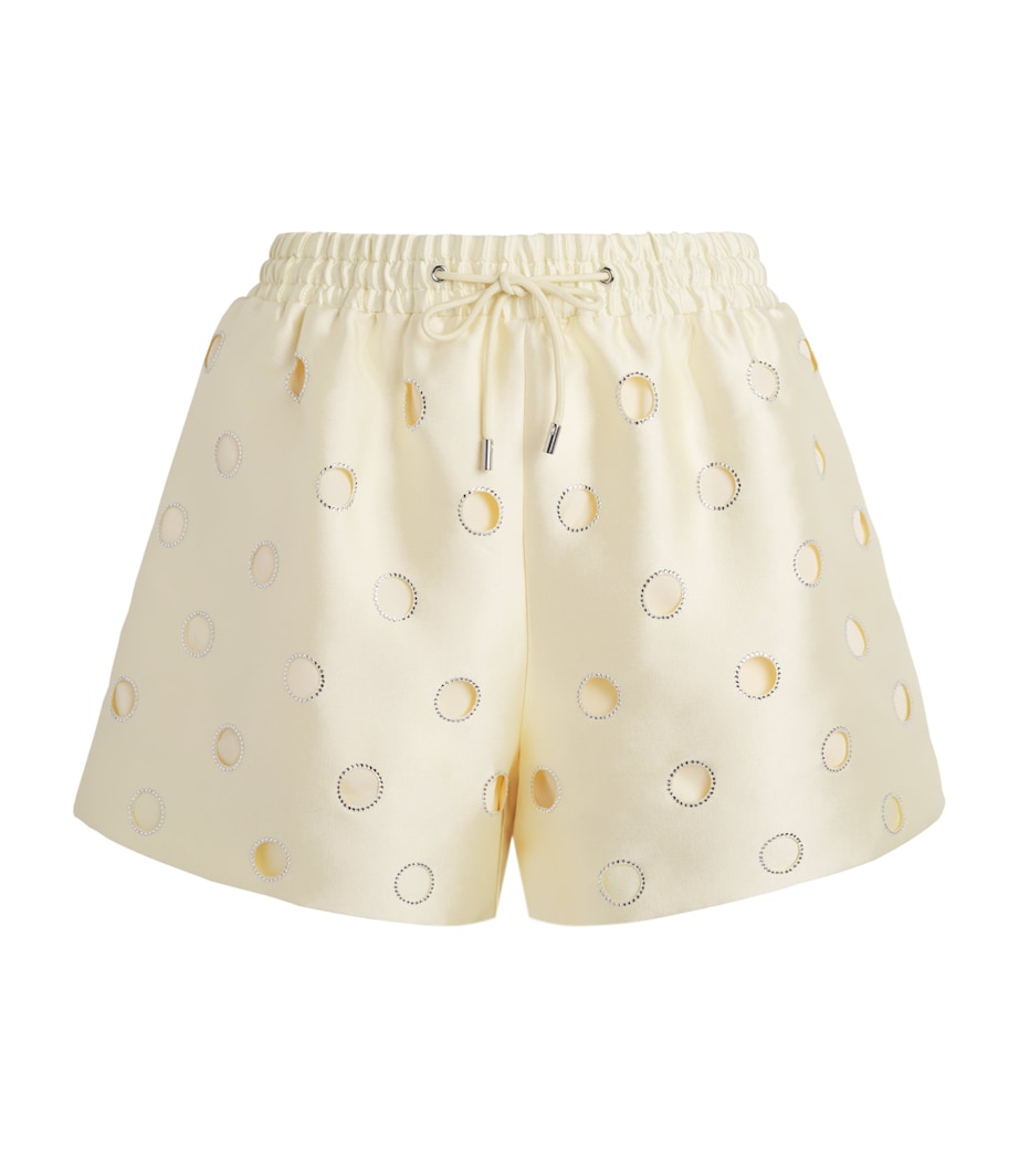 Sandro Paris Womens Rhinestone Cut-Out Shorts Vanilla Image 1