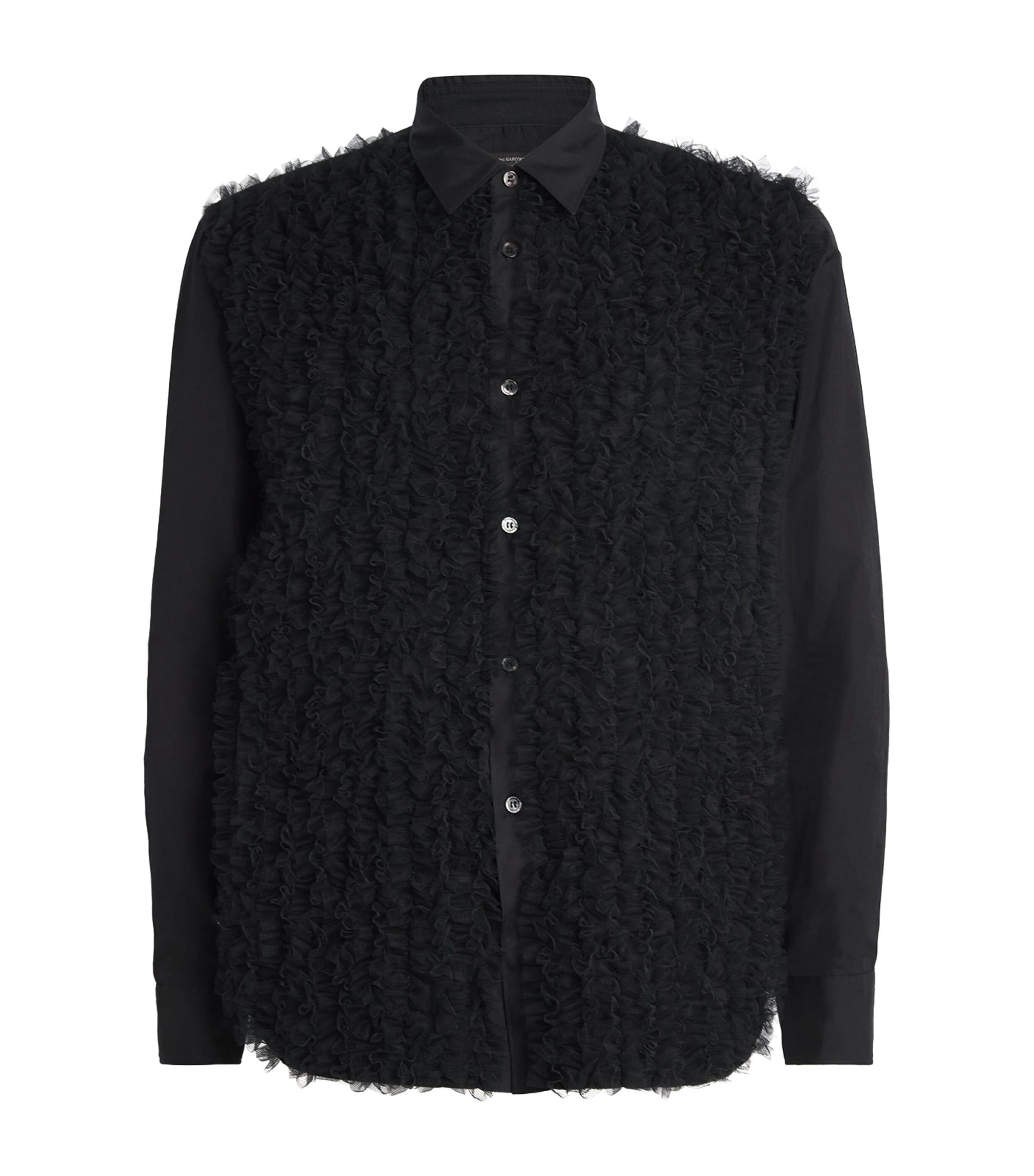 Comme Des Garçons Homme Plus Black Cotton Frill-Front Shirt
