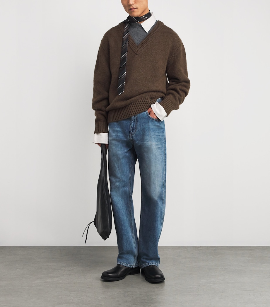 Wool-Blend Double-Layer Sweater KHAKI KK Image 2