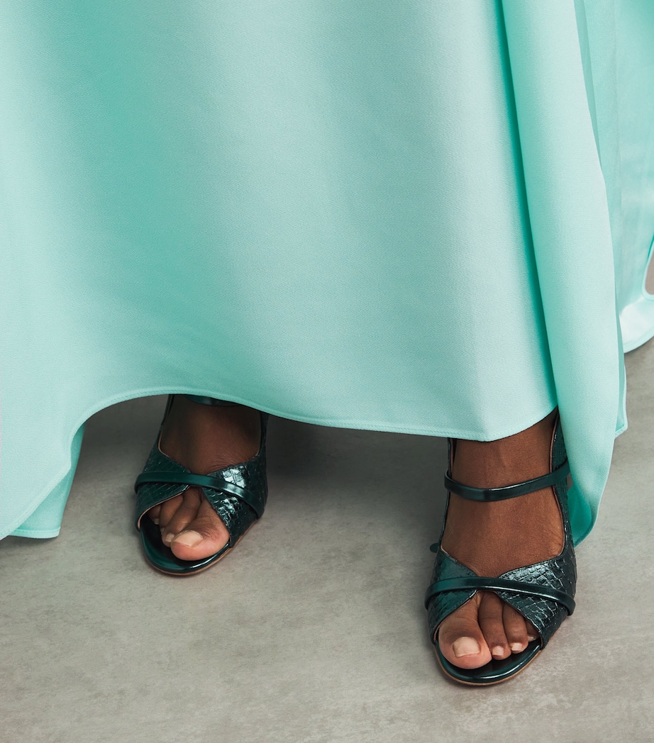 Leather Crocodile-Effect Norah Mules 70 DARK GREEN Image 2