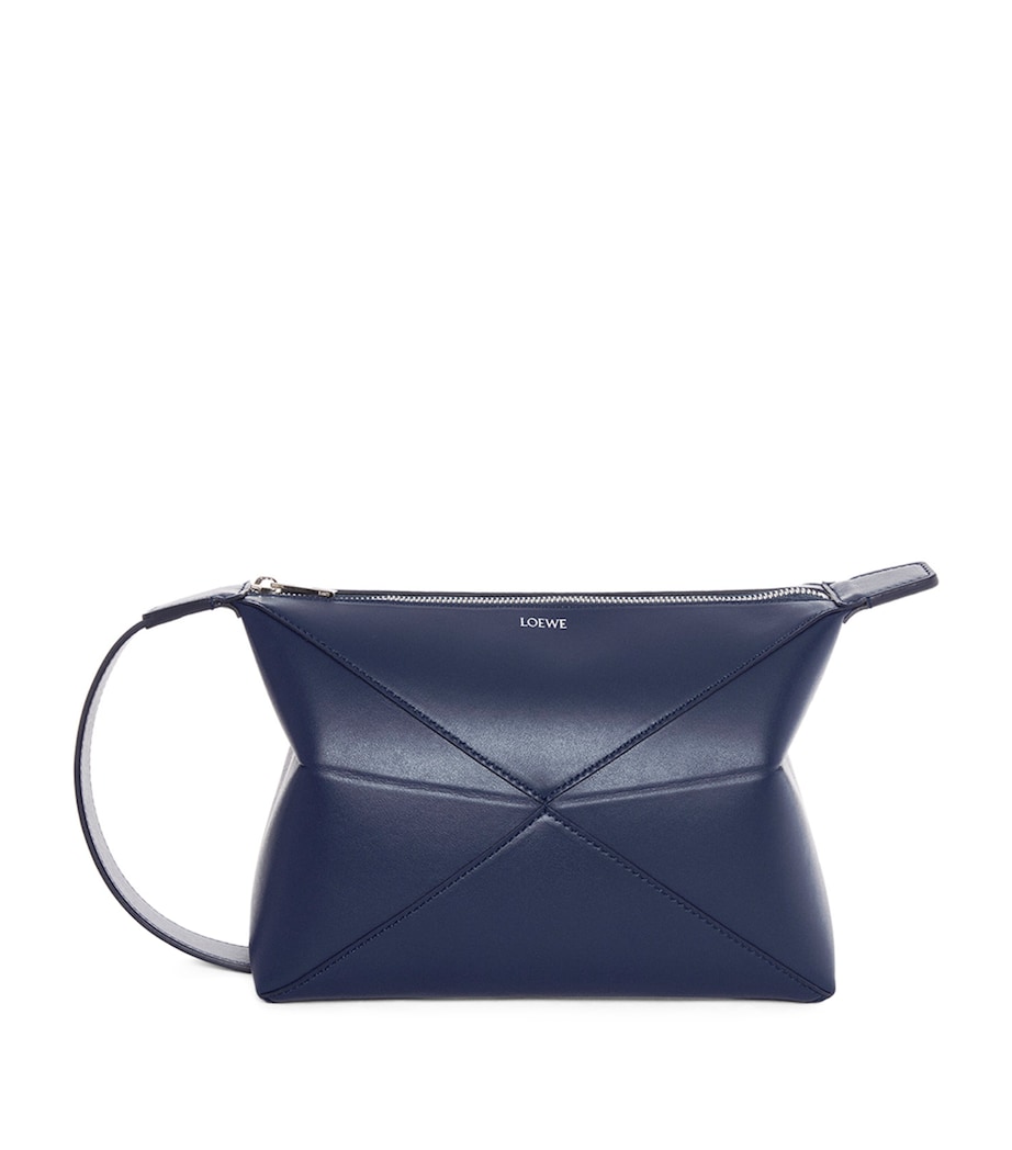 LOEWE Leather Puzzle Fold Wash Bag Abyss Blue Image 1