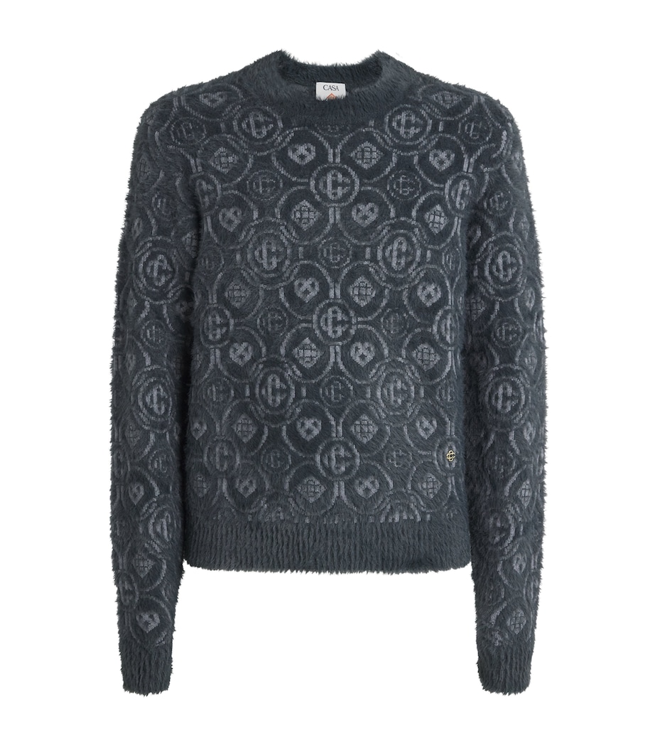 Wool-Blend Fluffy Monogram Sweater GREY Image 1