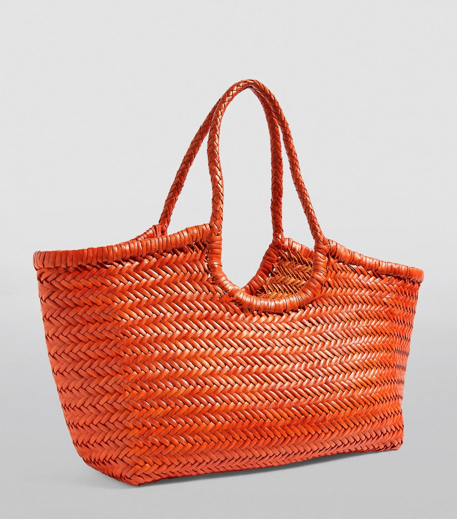 DRAGON DIFFUSION Large Leather Woven Nantucket Tote Bag Orange Image 2