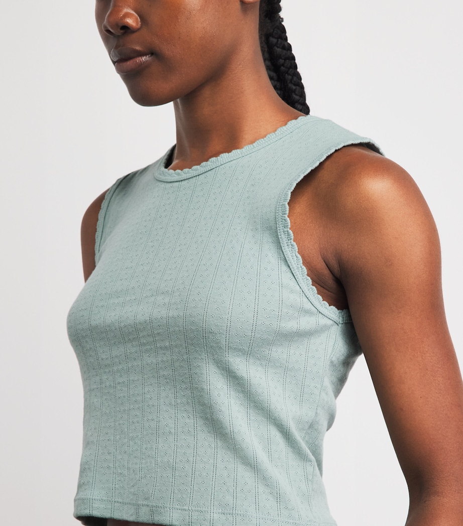 LESET Womens Classic Pointelle Vest Eucalyptus Image 3