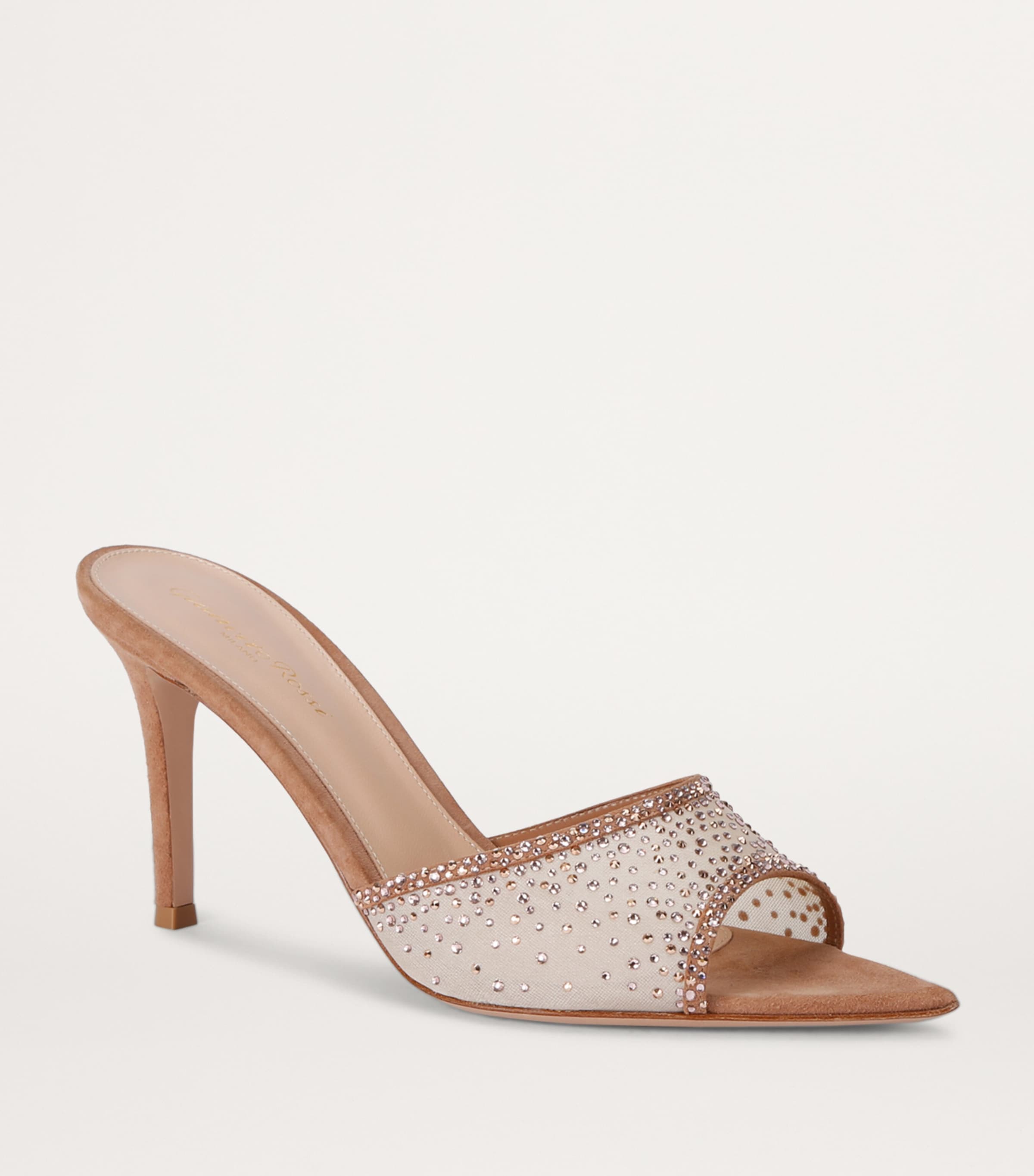 Suede Embellished Rania Mules 85 BEIGE OTH Image 3