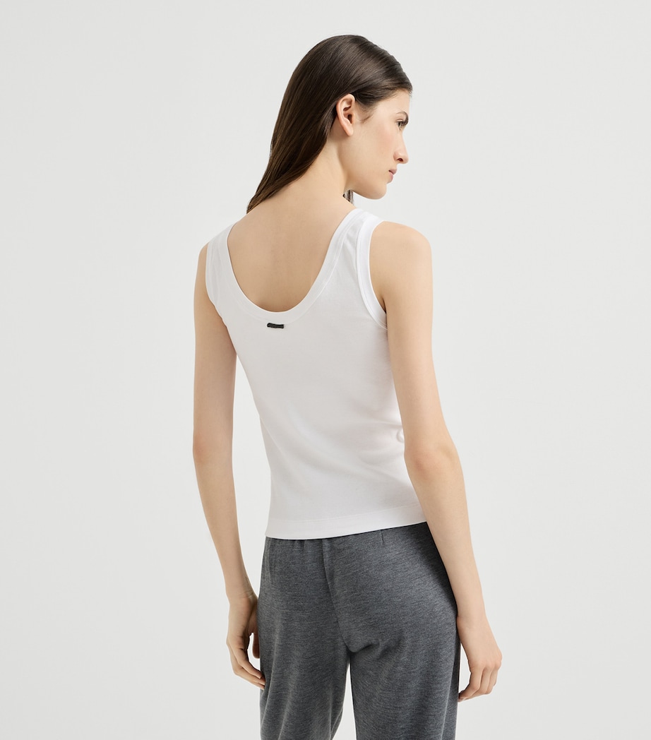Brunello Cucinelli Womens Stretch-Cotton Ribbed Tank Top Image 5