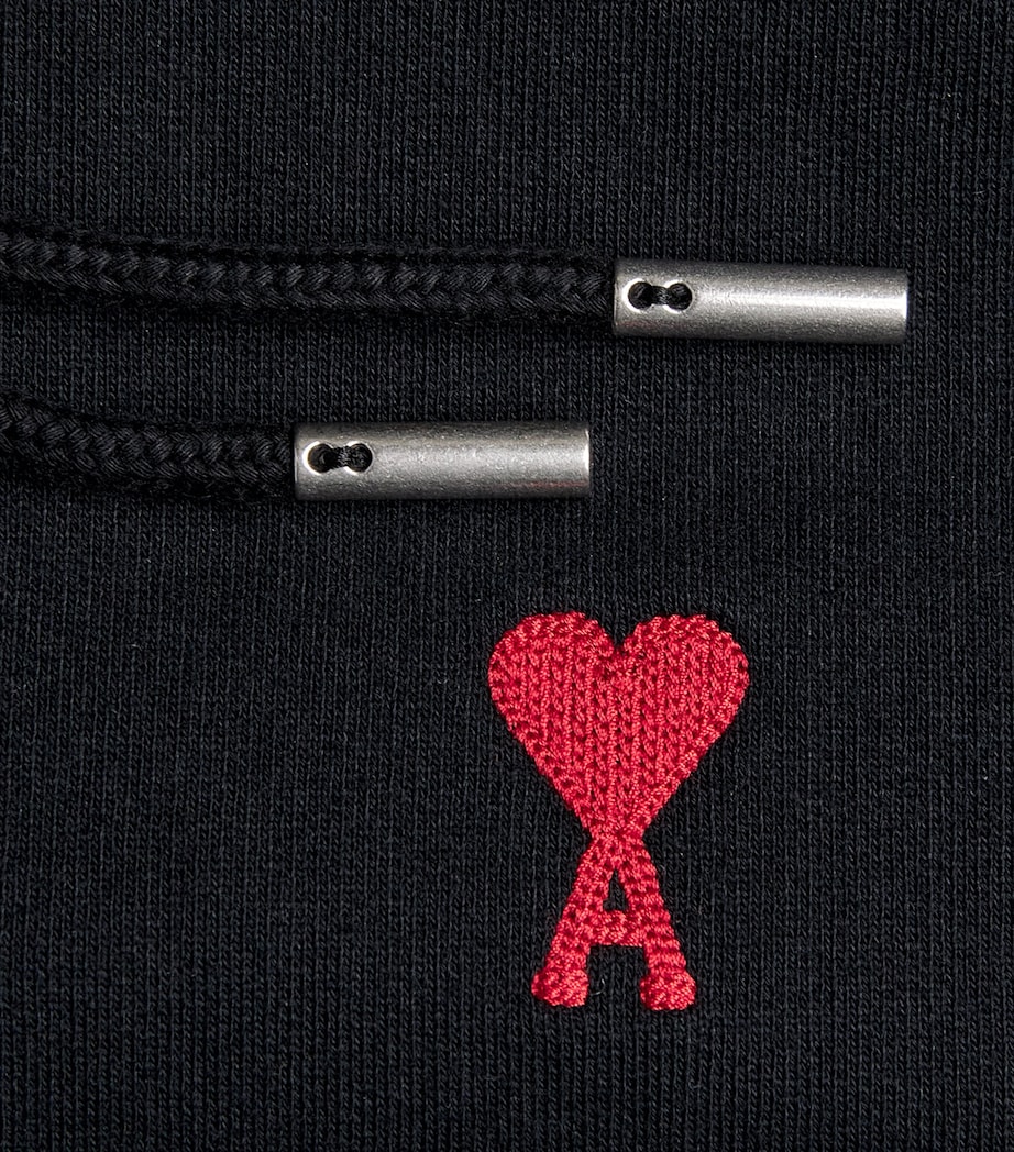Cotton Embroidered Ami De Coeur Logo Hoodie 001 - NOIR Image 5