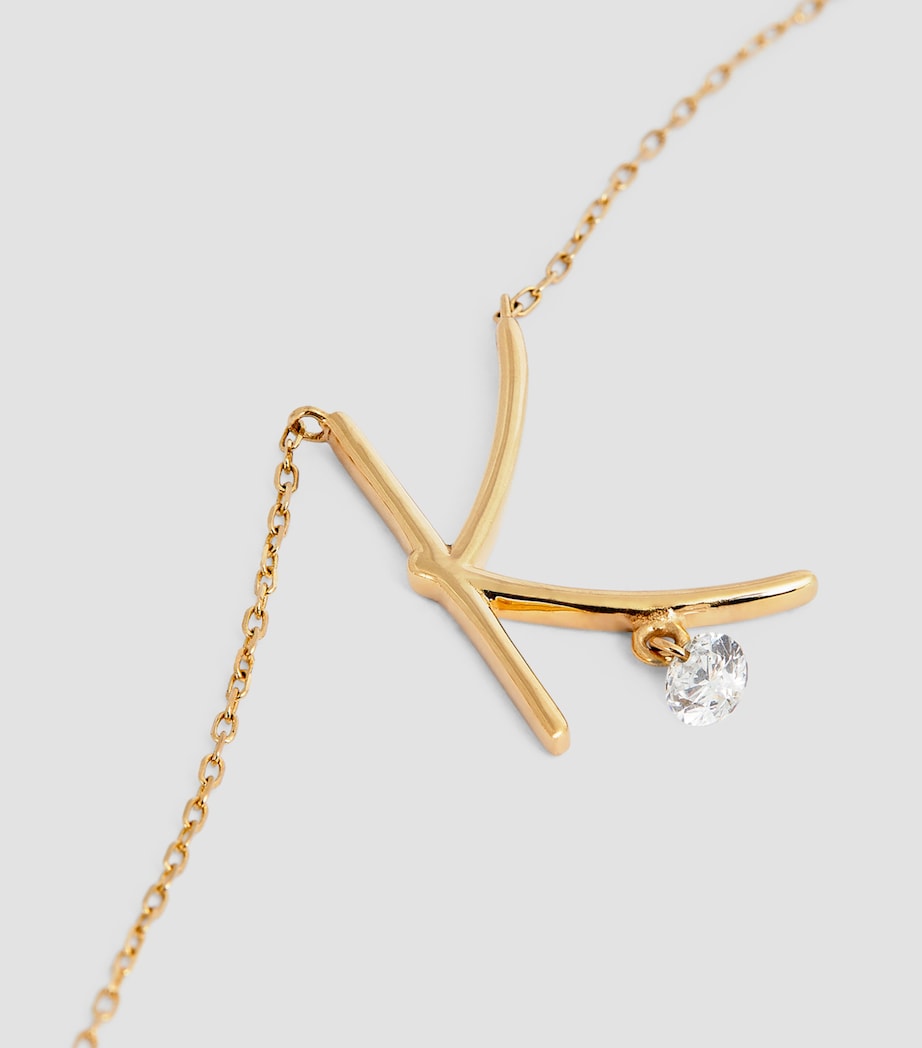Yellow Gold and Diamond Alphabet Necklace YELLOW GOLD Image 4