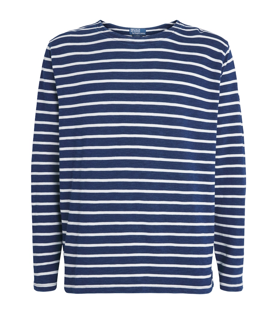 Polo Ralph Lauren Mens Cotton Stripe Long-Sleeve T-Shirt Dark Indigo/greige Image 1