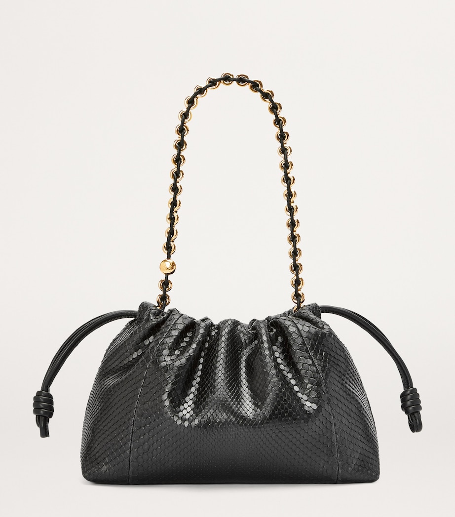 Medium Snakeskin Flamenco Shoulder Bag BLACK Image 2